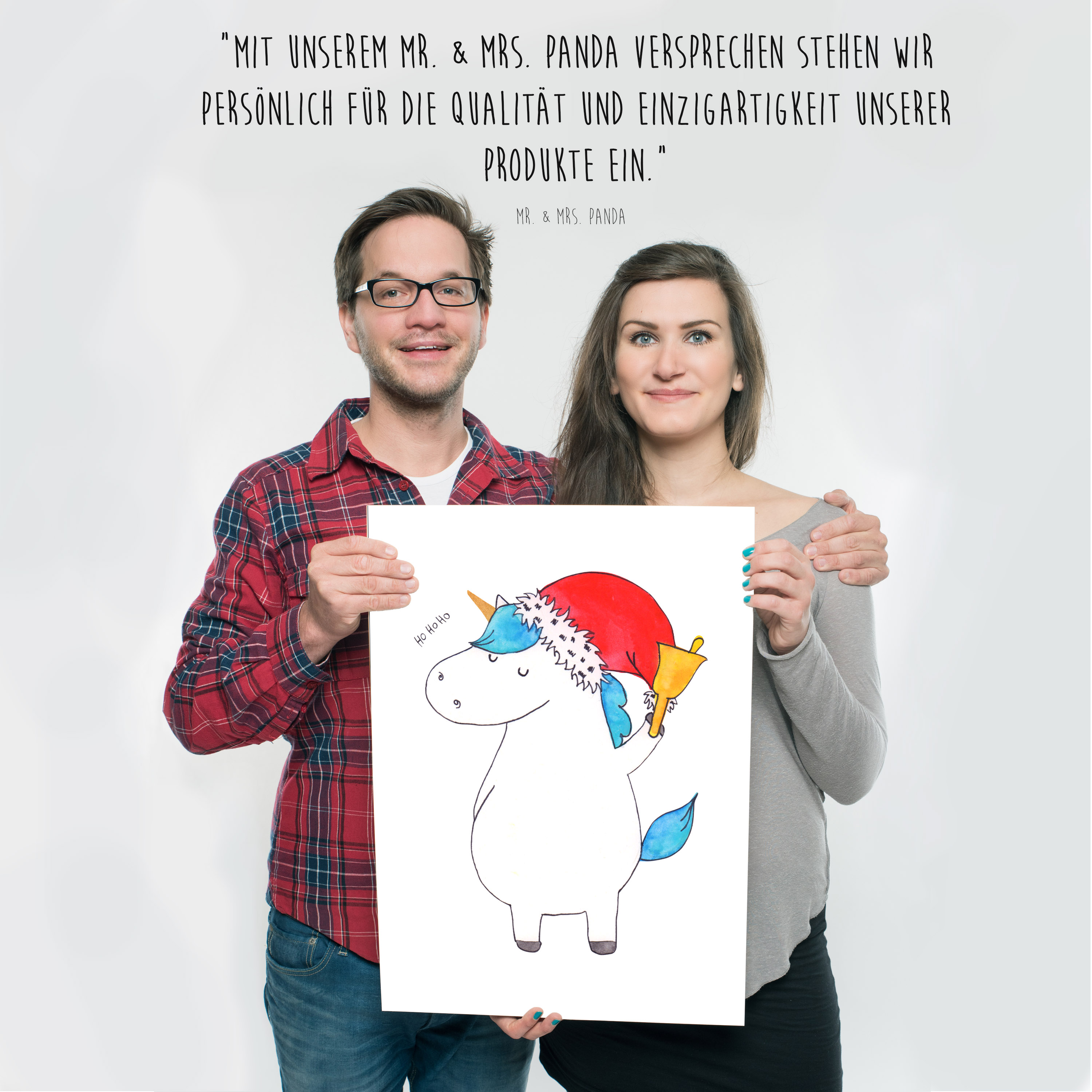 Poster Einhorn Weihnachtsmann