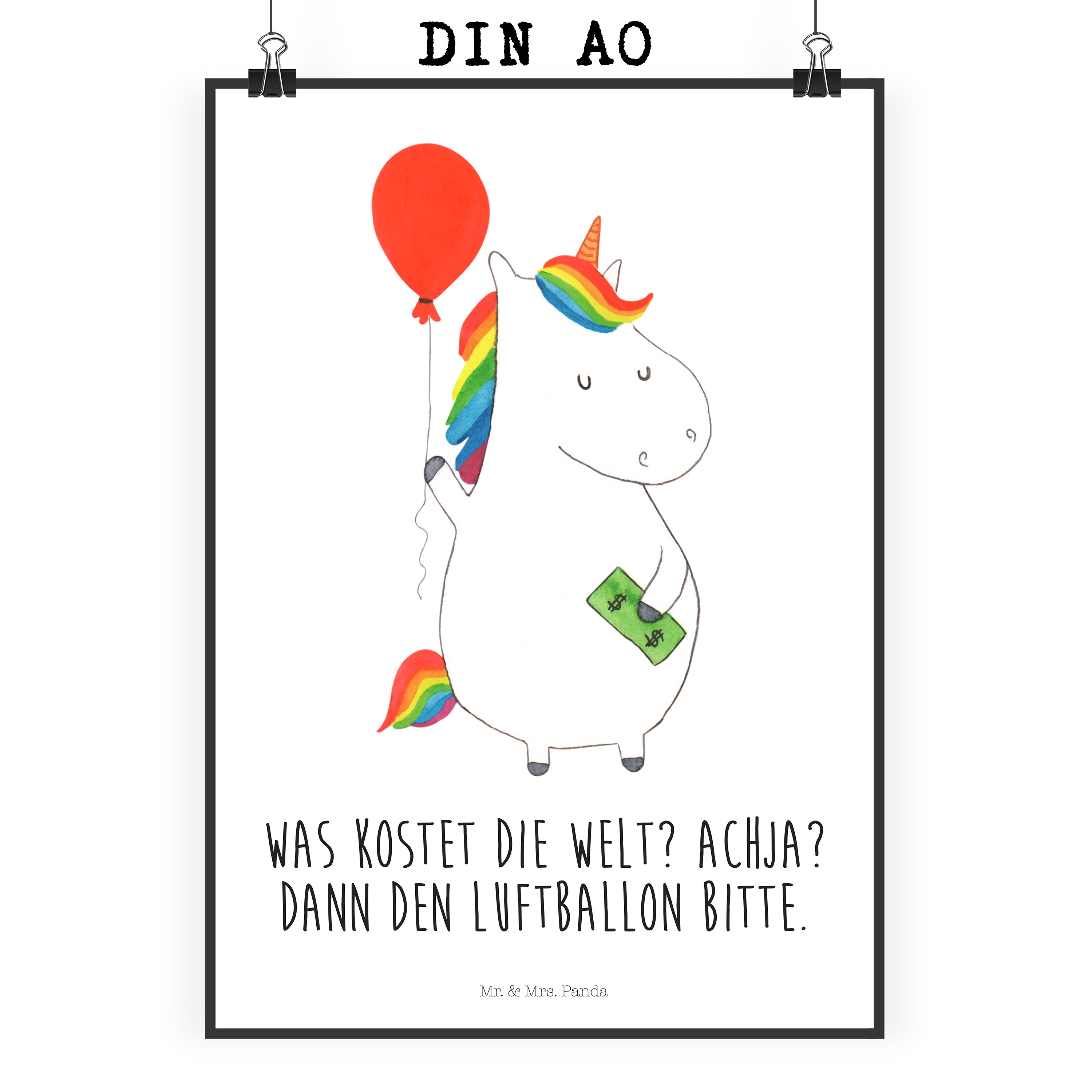 Poster Einhorn Luftballon