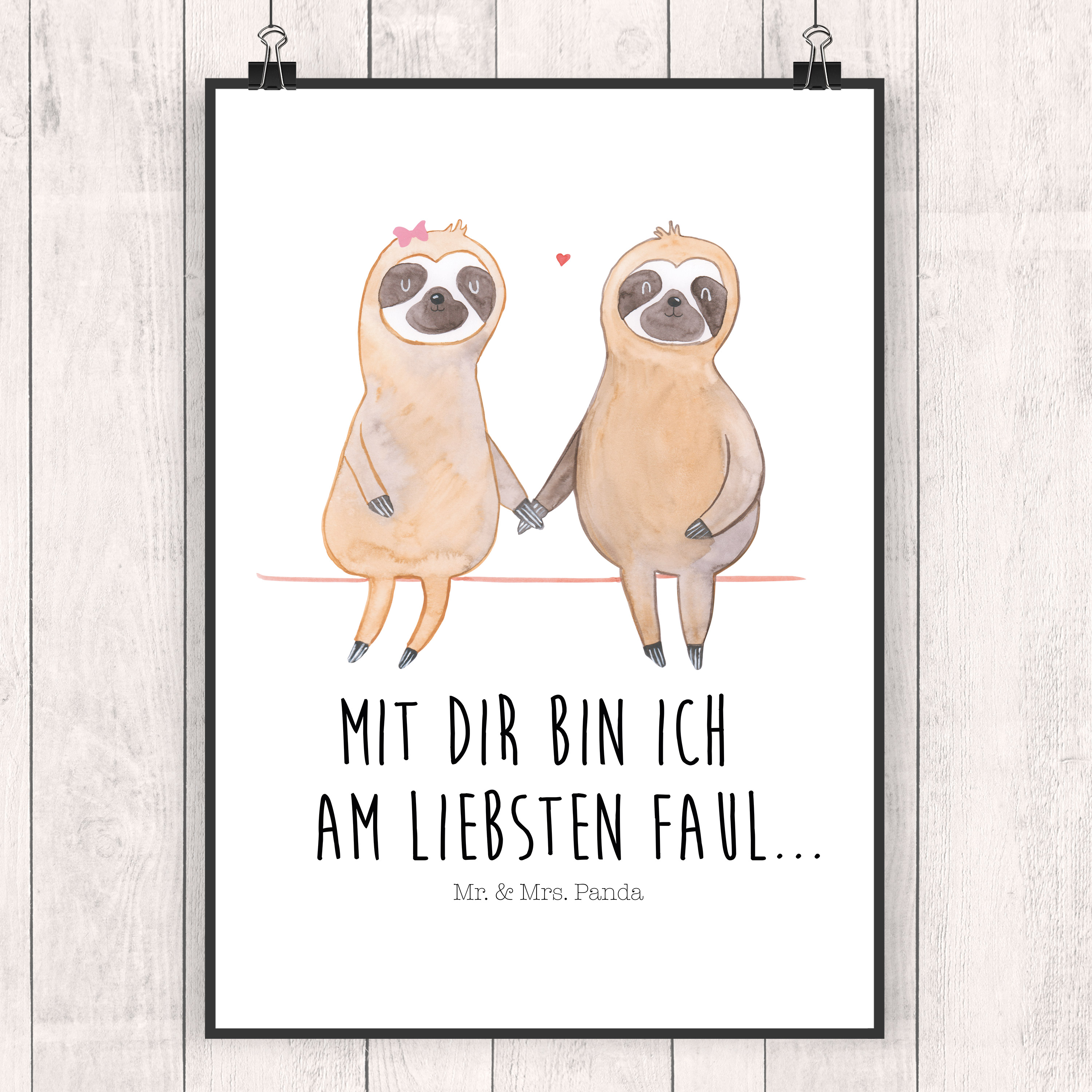 Poster Faultier Pärchen