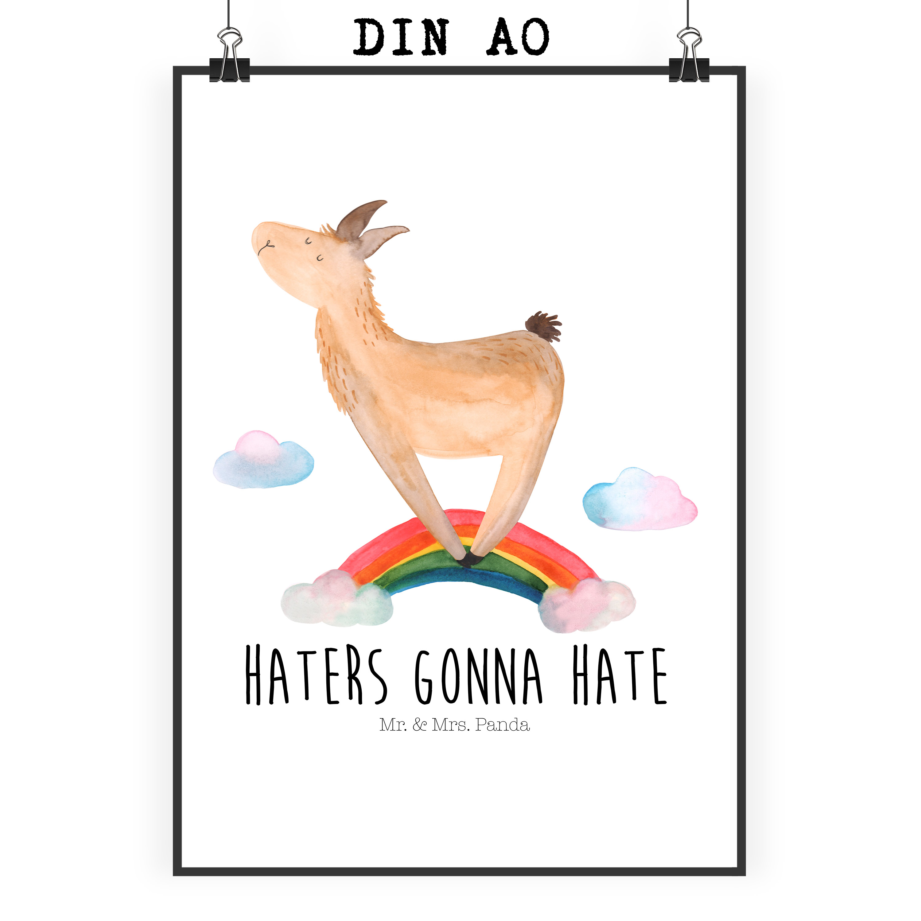 Poster Lama Regenbogen