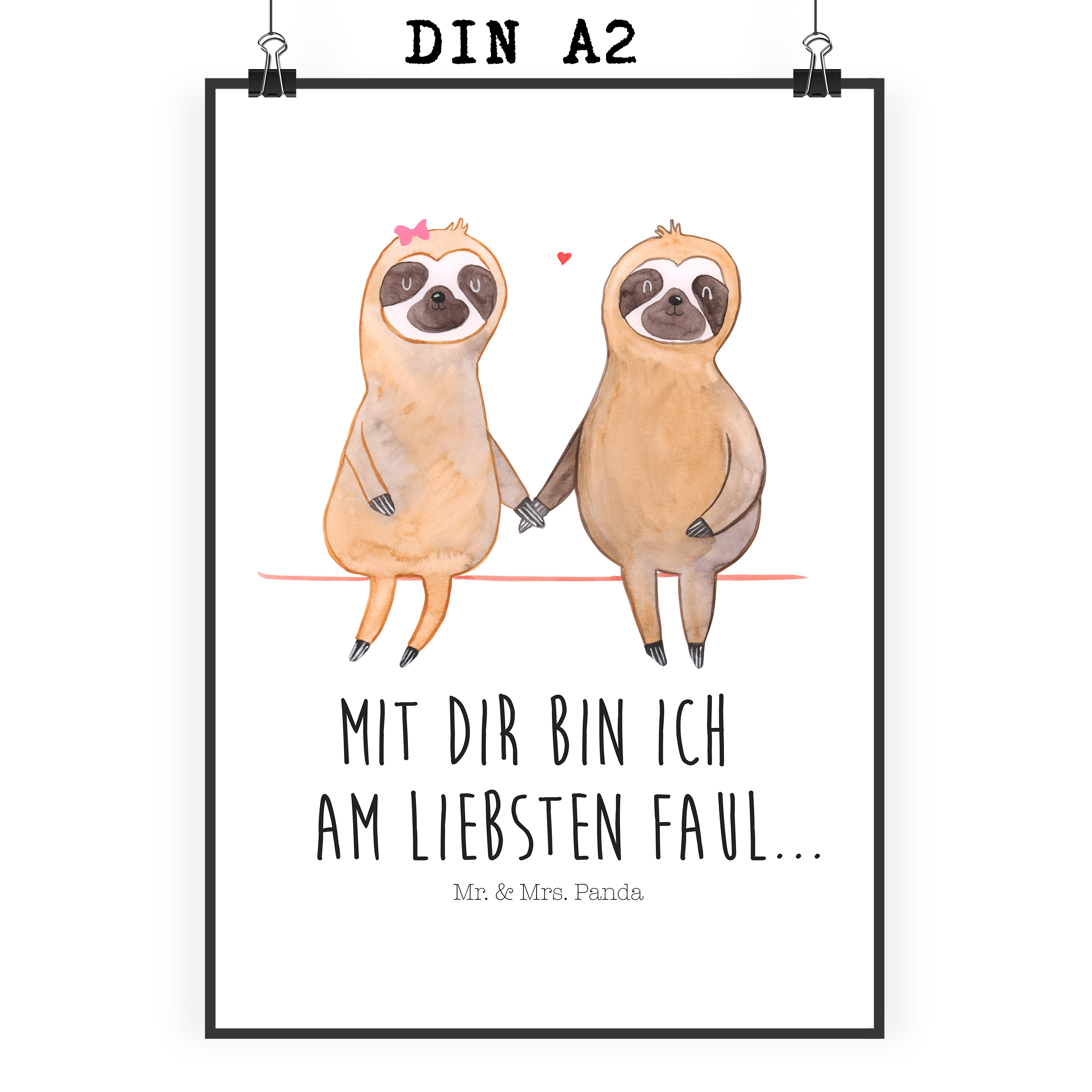 Poster Faultier Pärchen