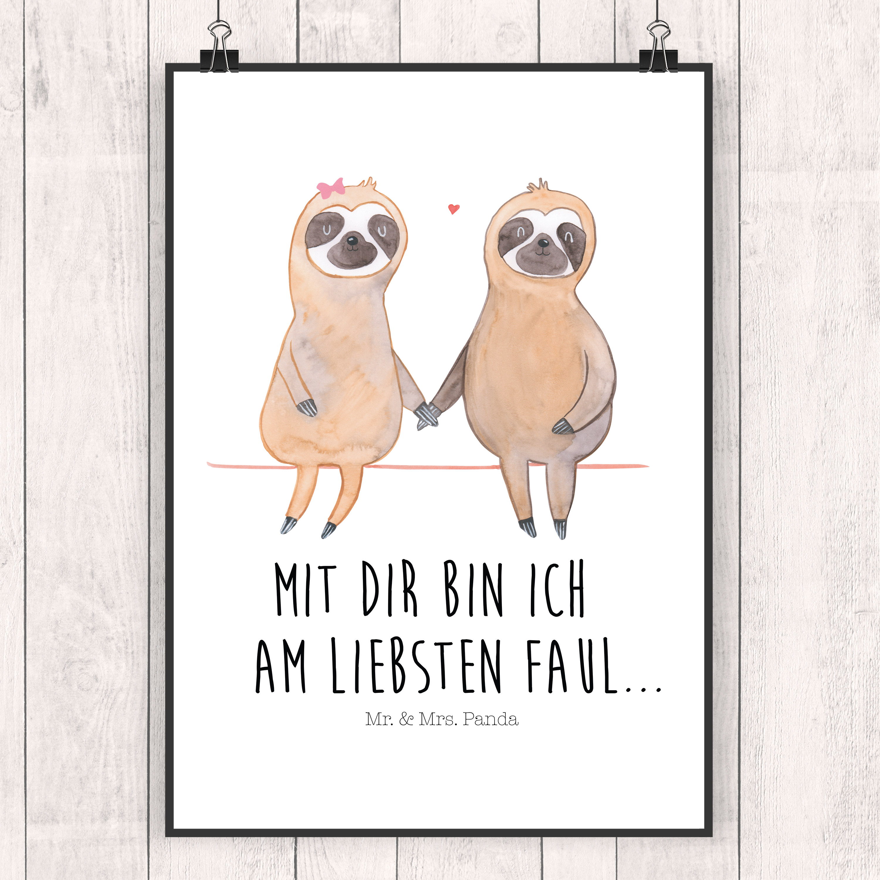 Poster Faultier Pärchen