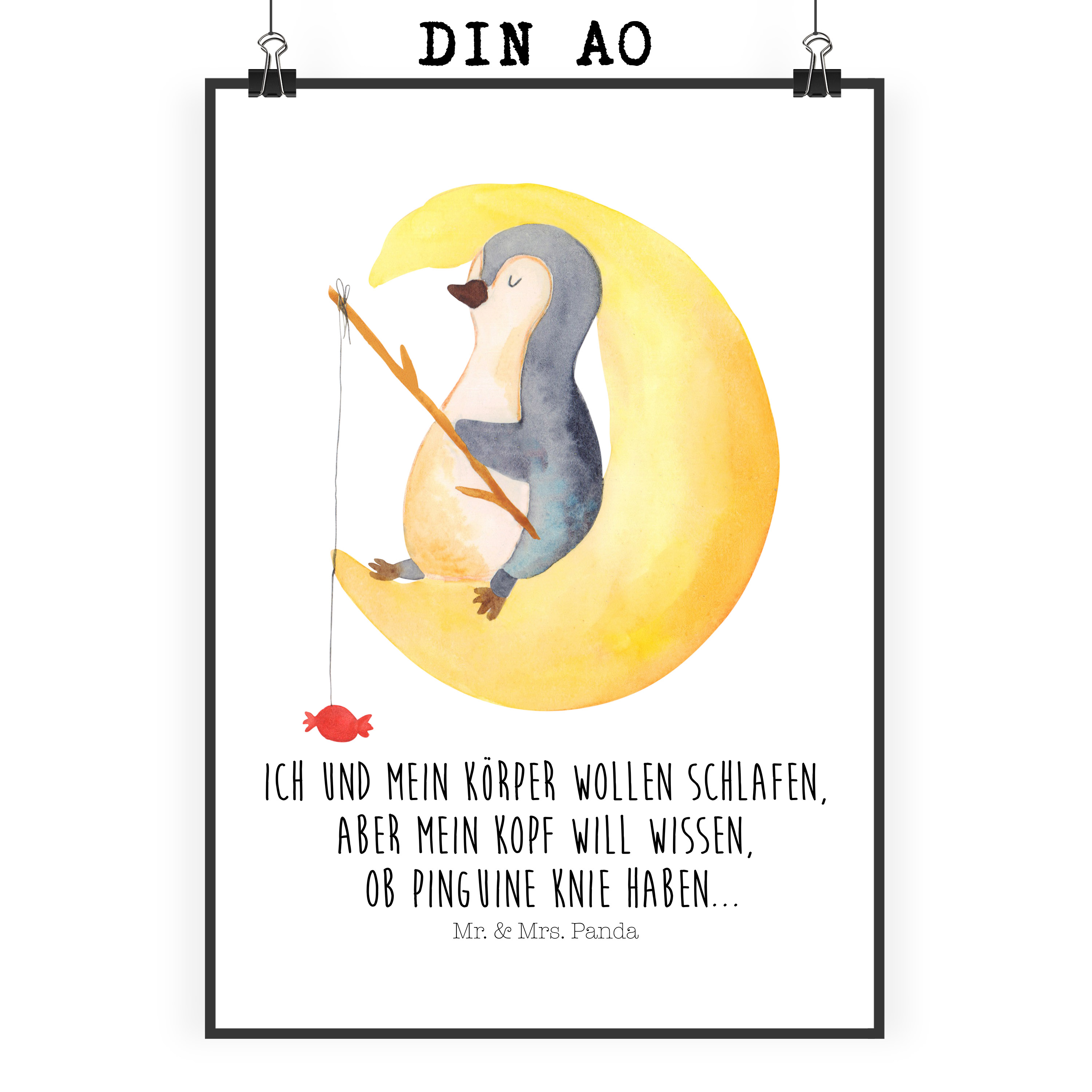 Poster Pinguin Mond