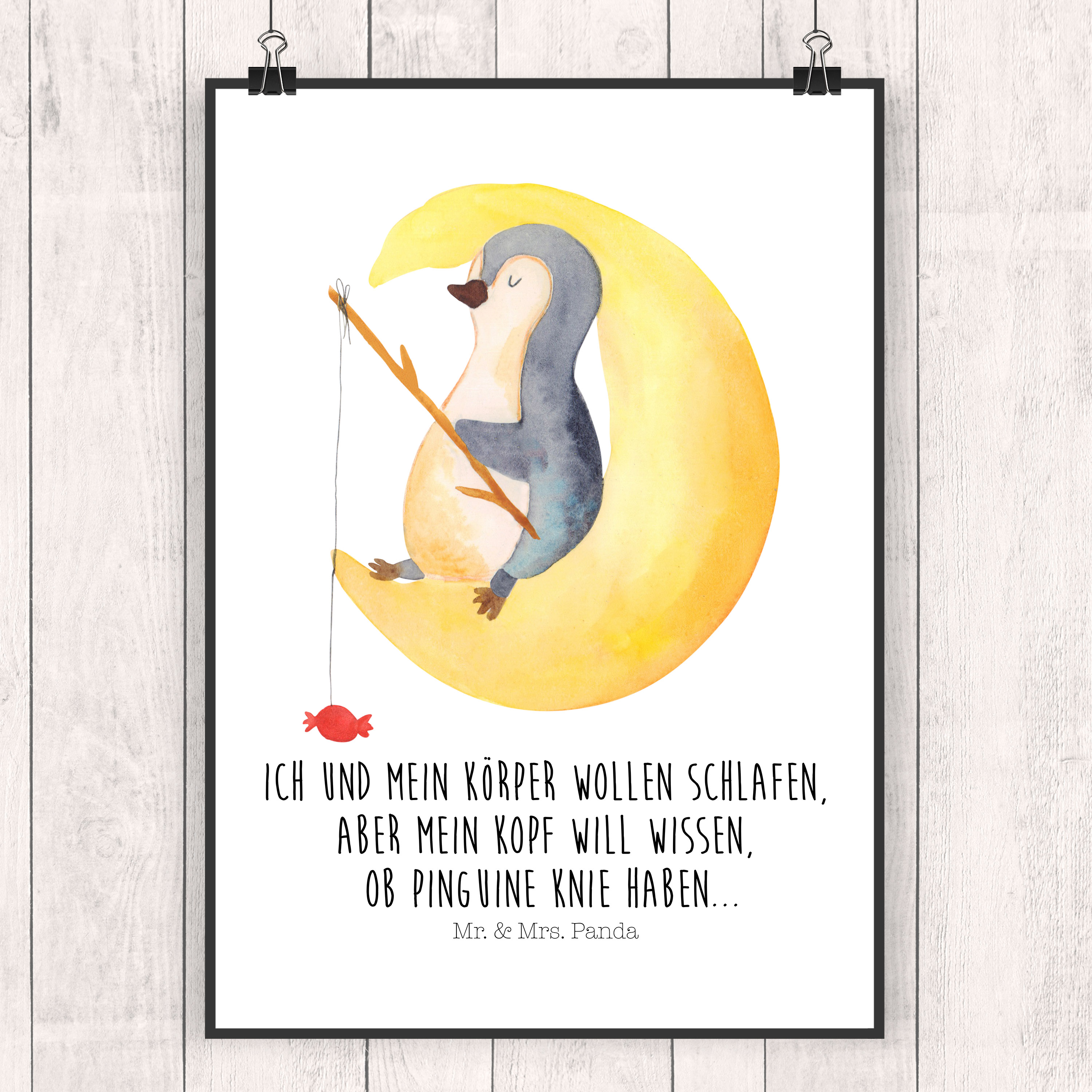 Poster Pinguin Mond