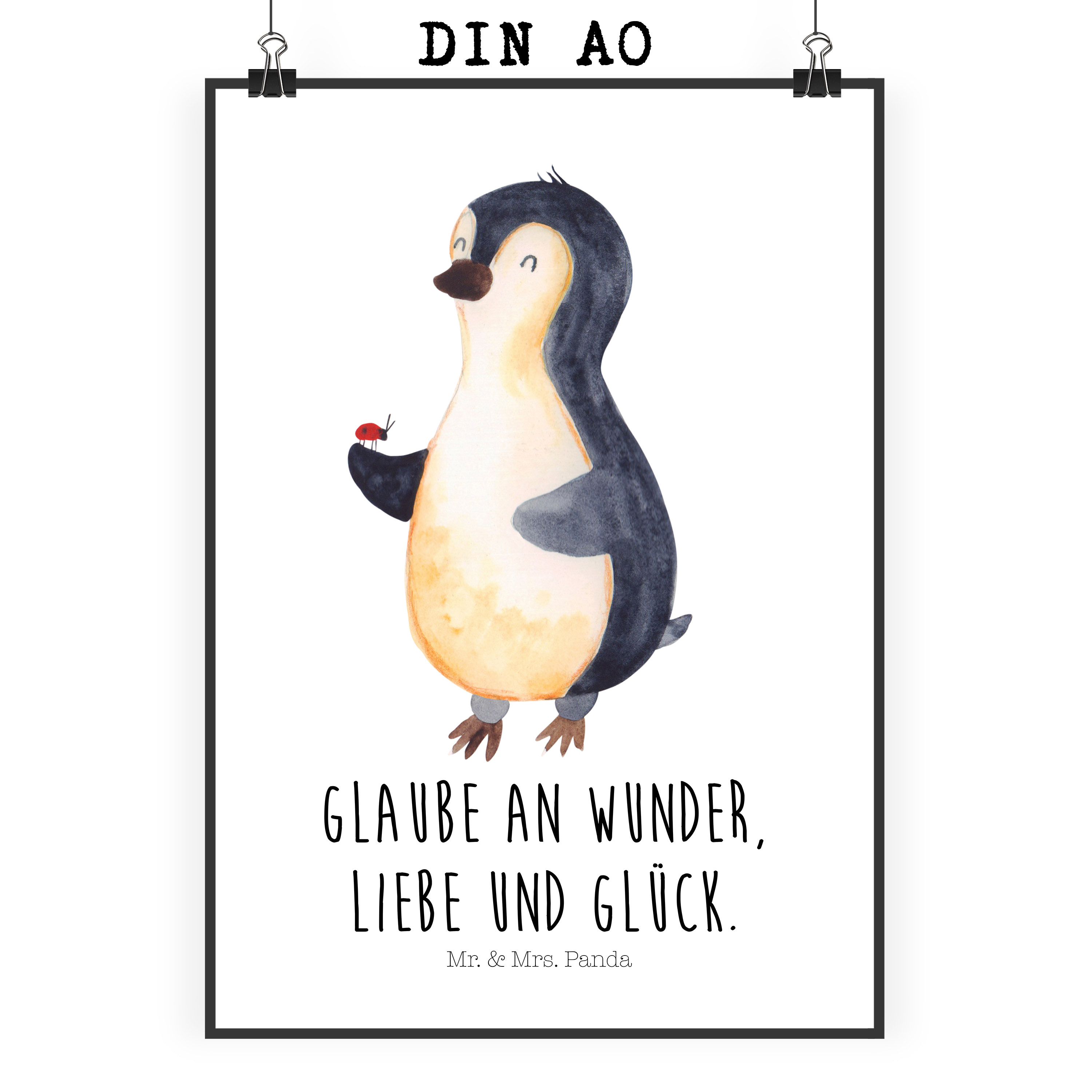 Poster Pinguin Marienkäfer