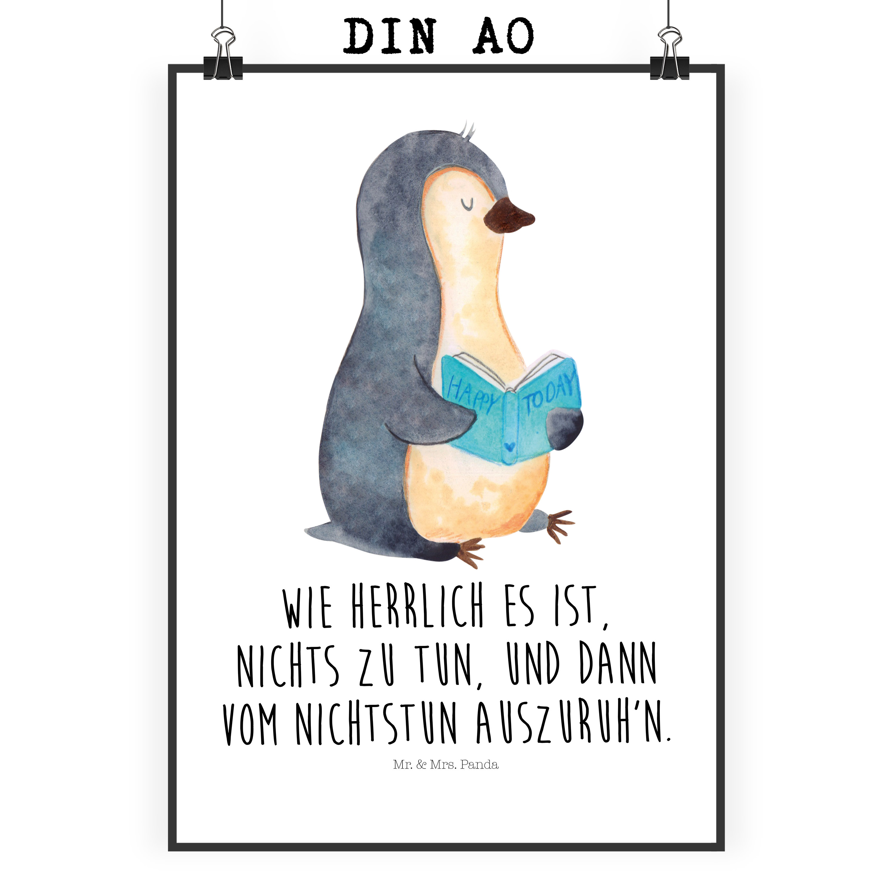 Poster Pinguin Buch