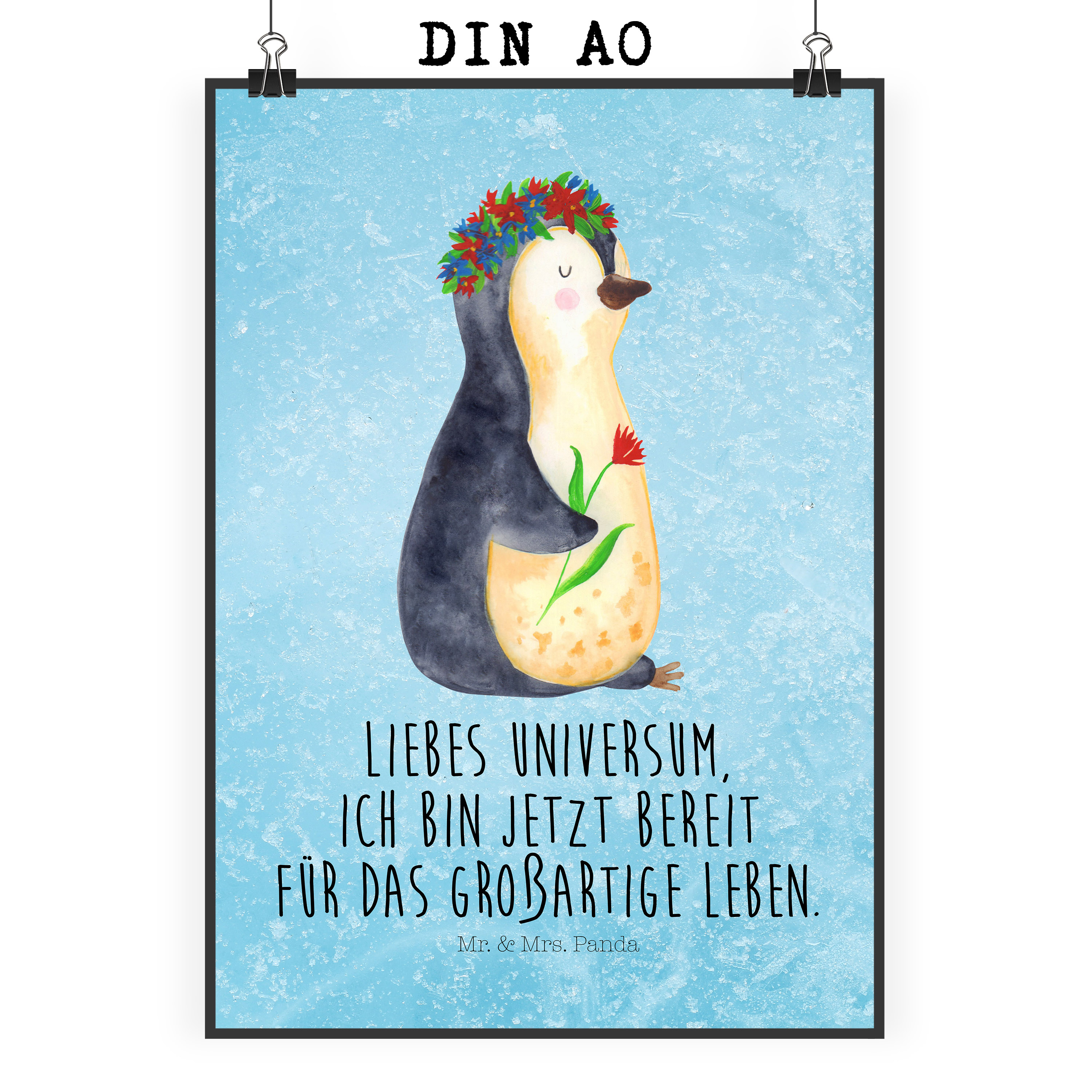 Poster Pinguin Blumen