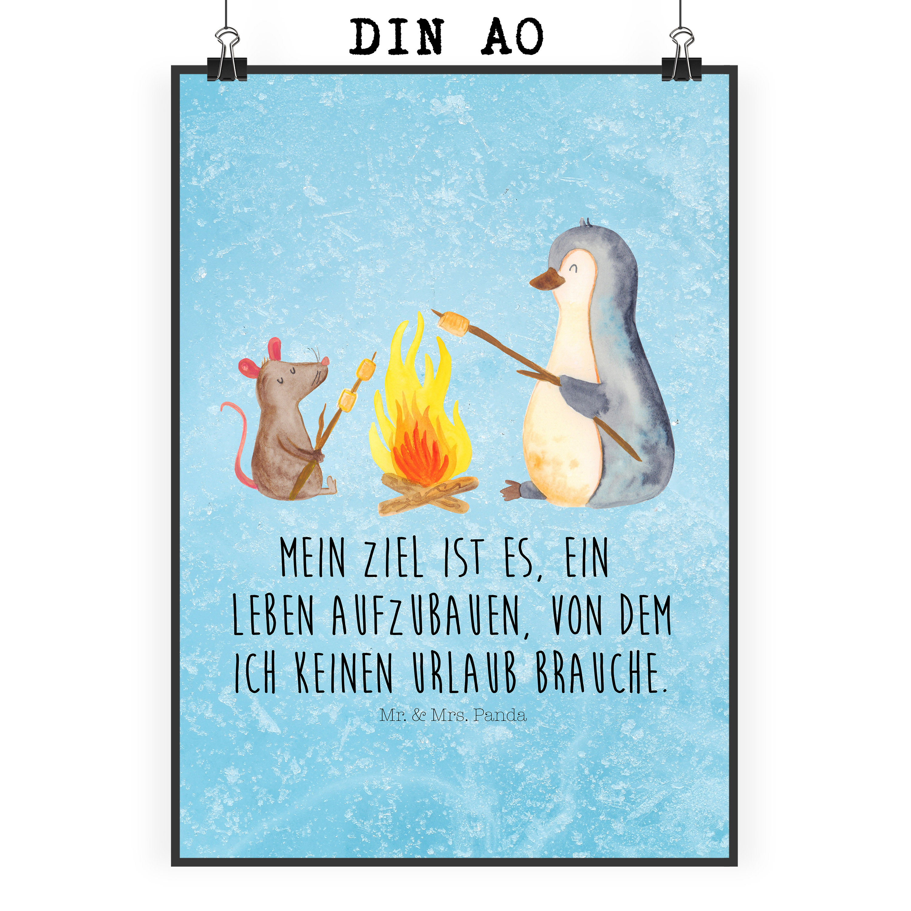 Poster Pinguin Lagerfeuer