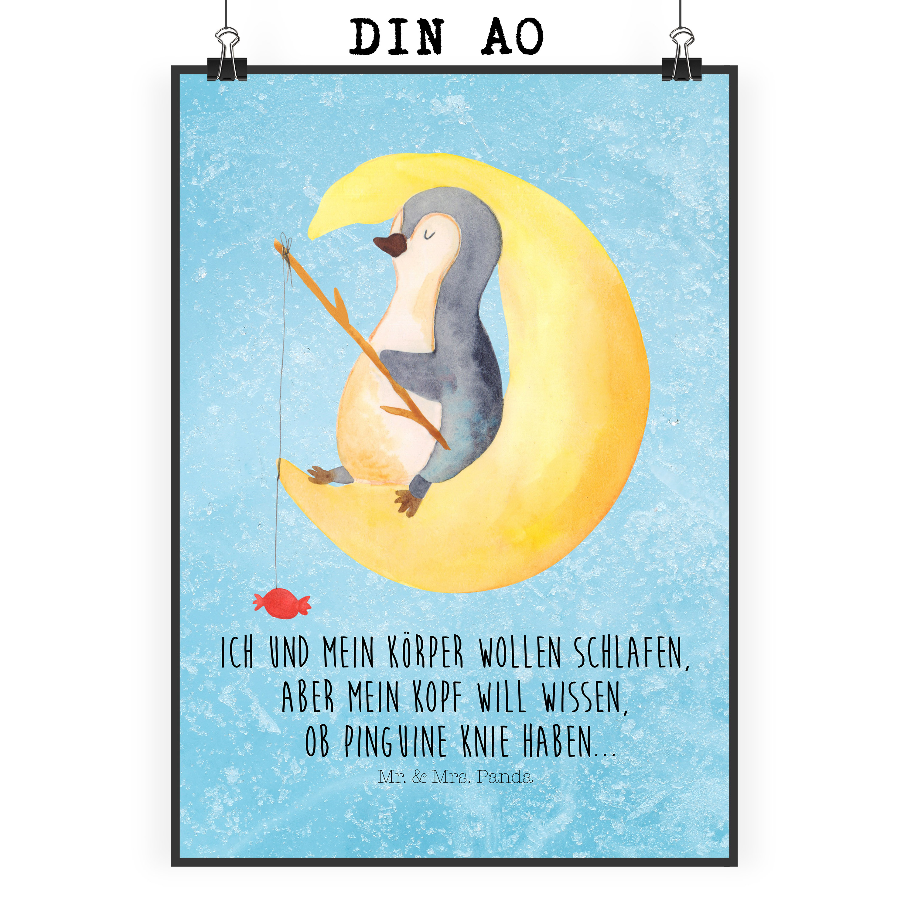 Poster Pinguin Mond