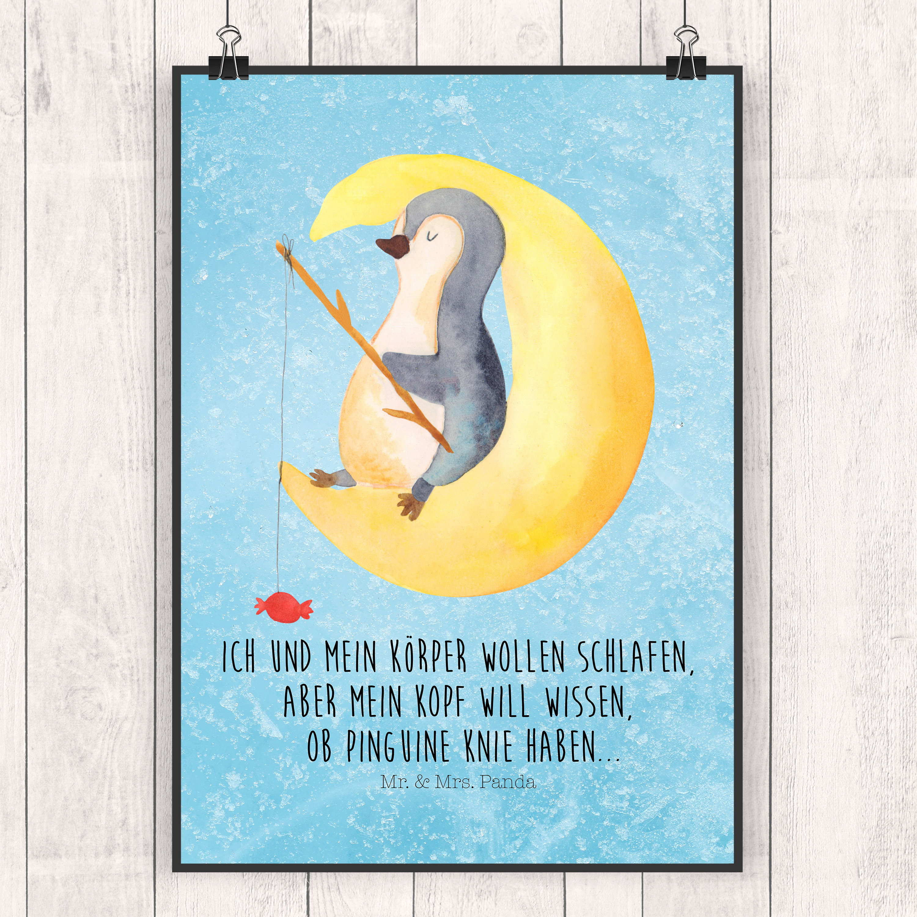 Poster Pinguin Mond