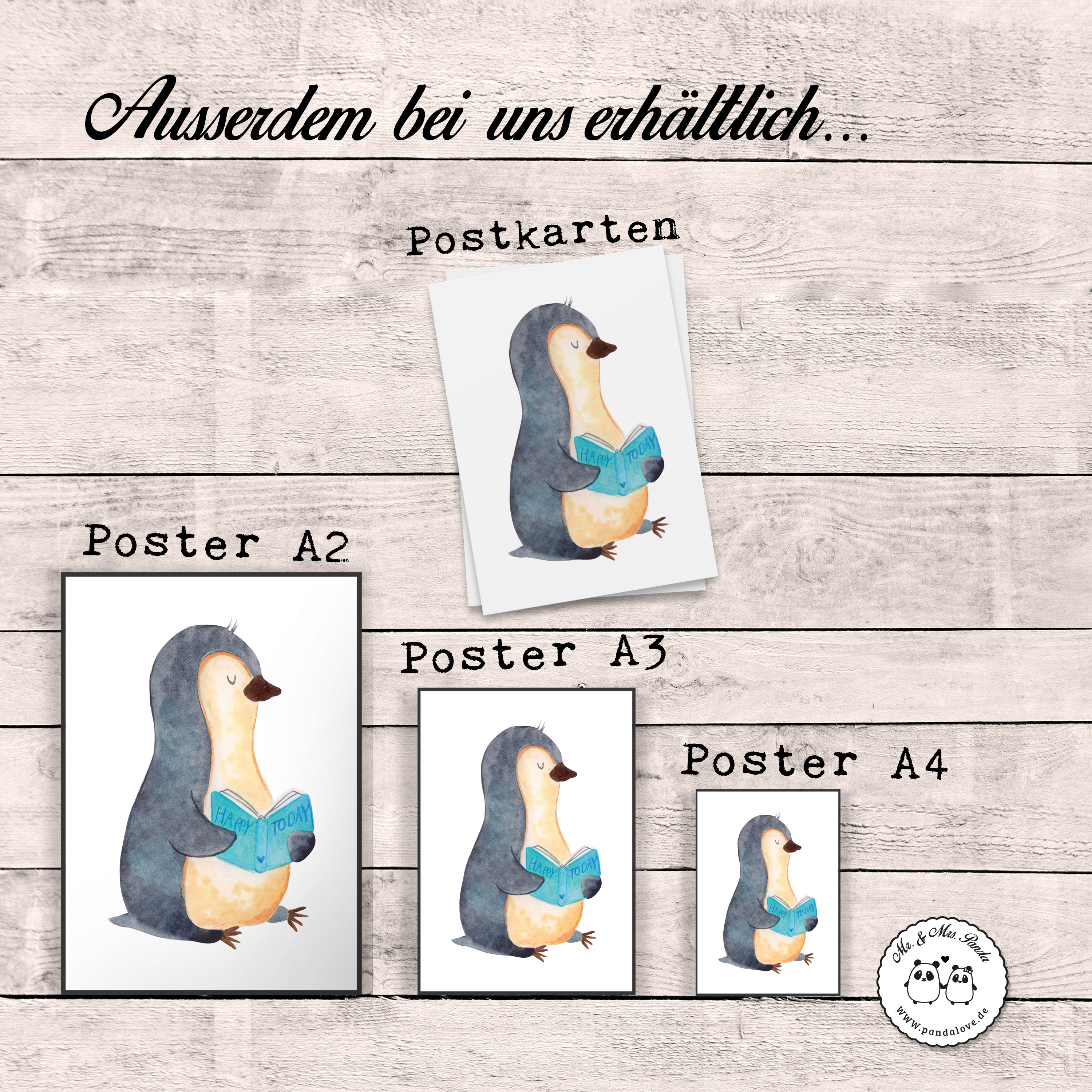 Poster Pinguin Buch