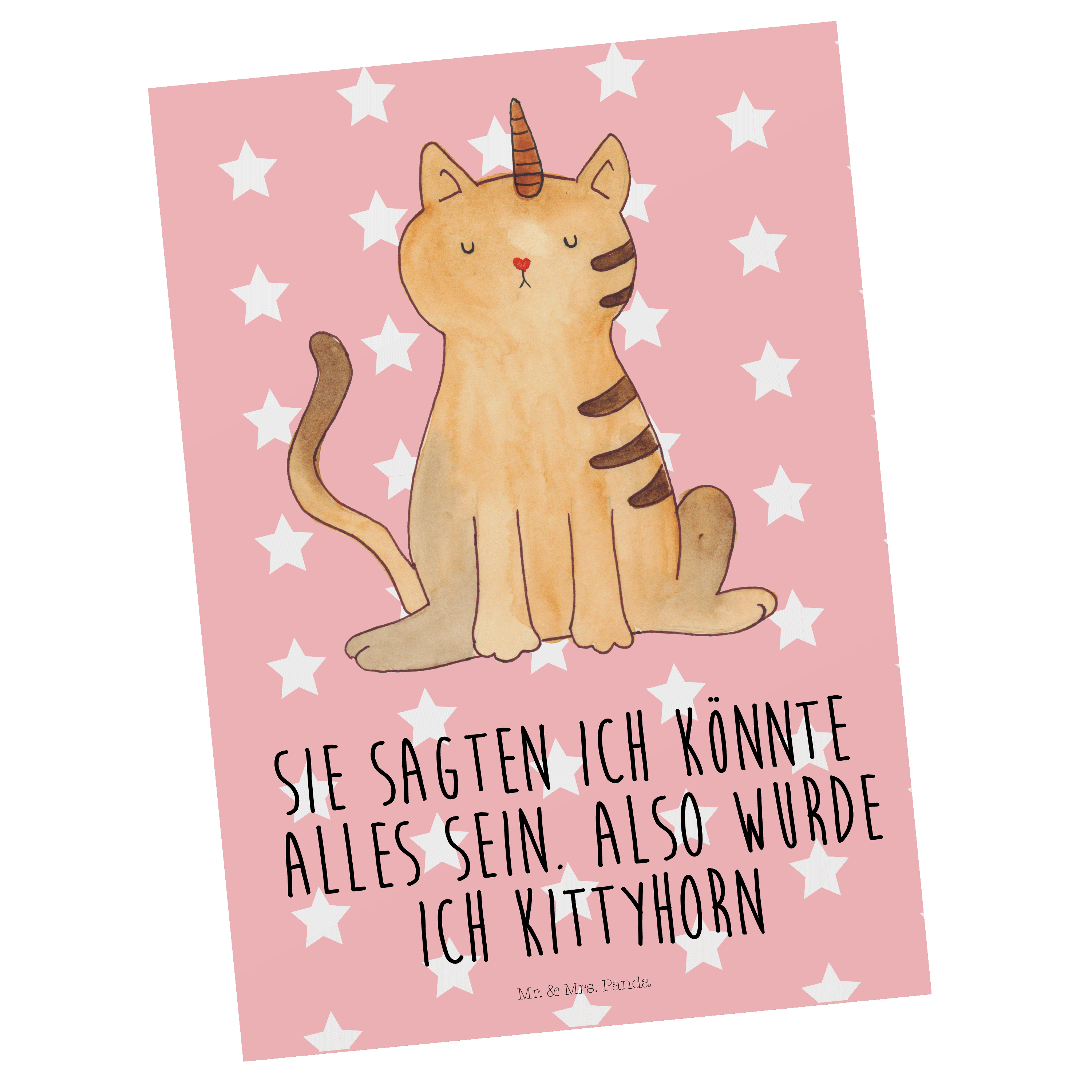 Postkarte Einhorn Katze