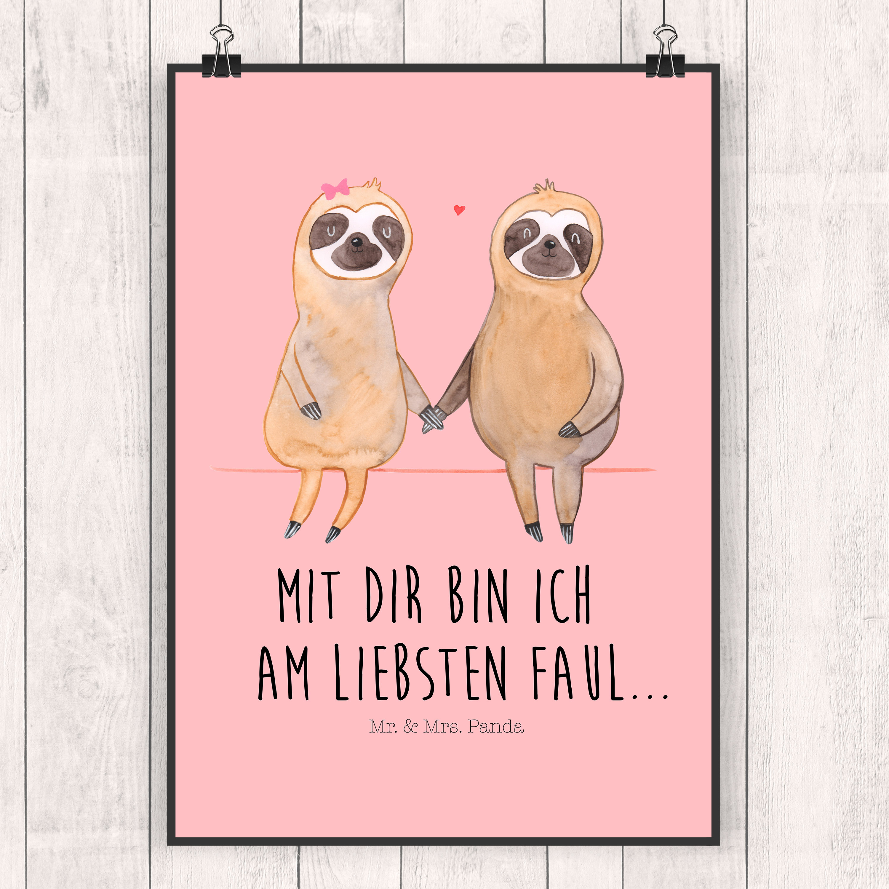 Poster Faultier Pärchen