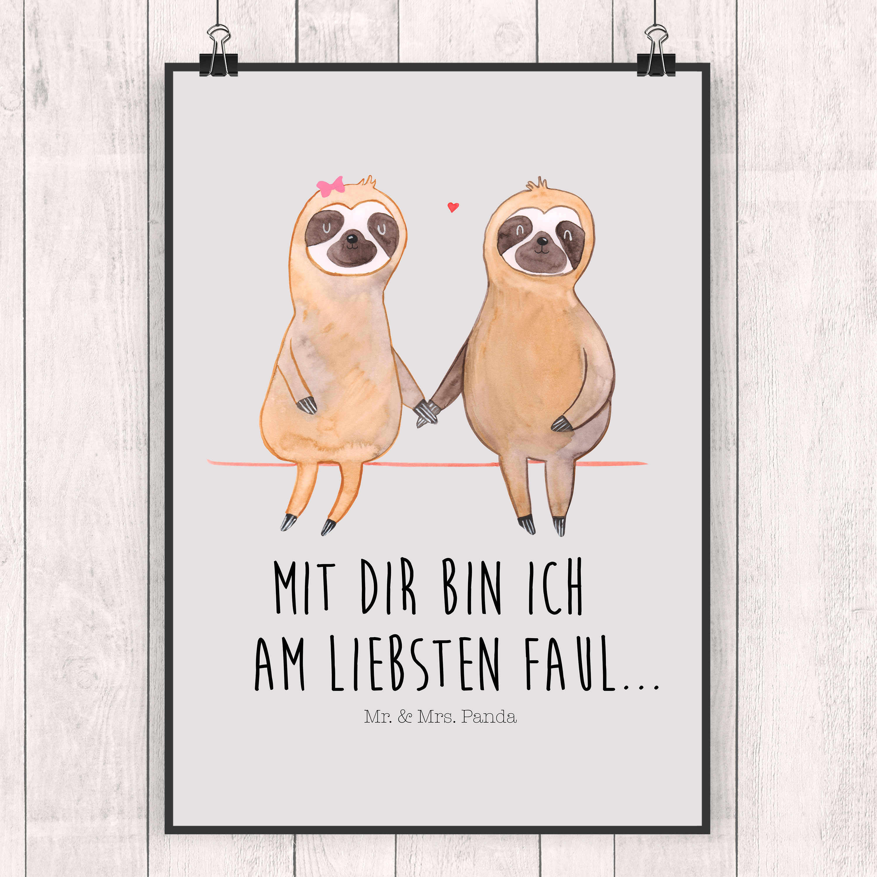 Poster Faultier Pärchen