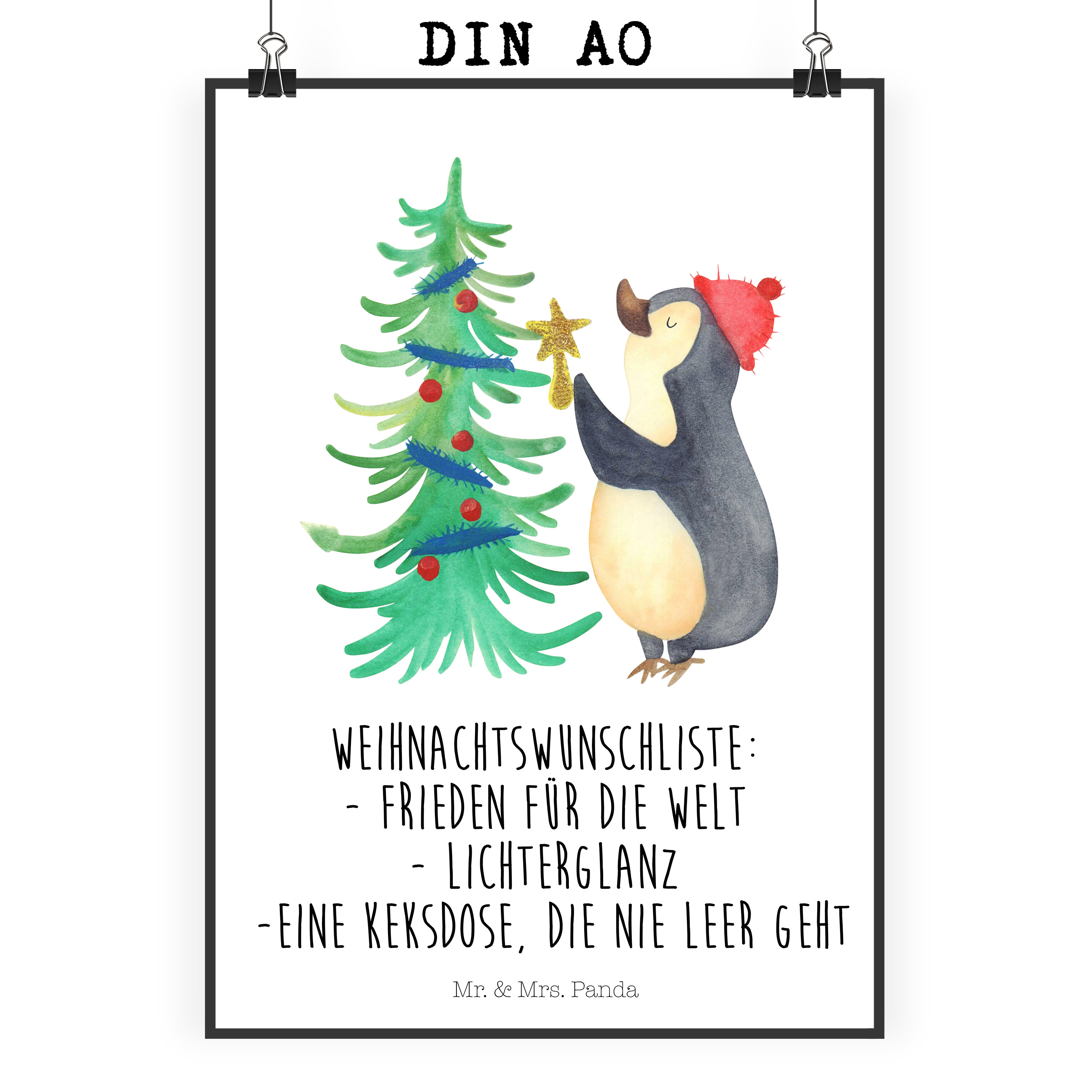 Poster Pinguin Weihnachtsbaum