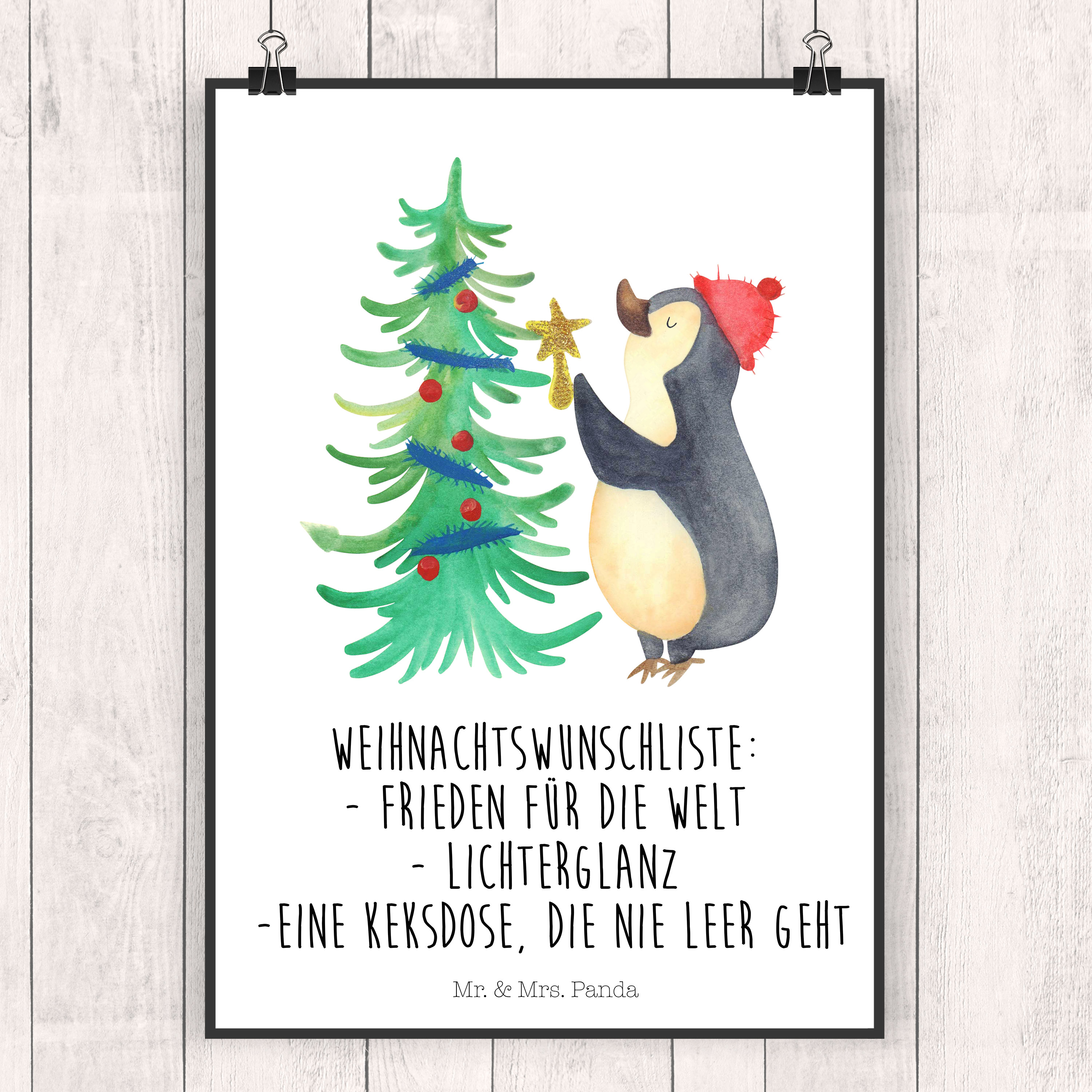 Poster Pinguin Weihnachtsbaum