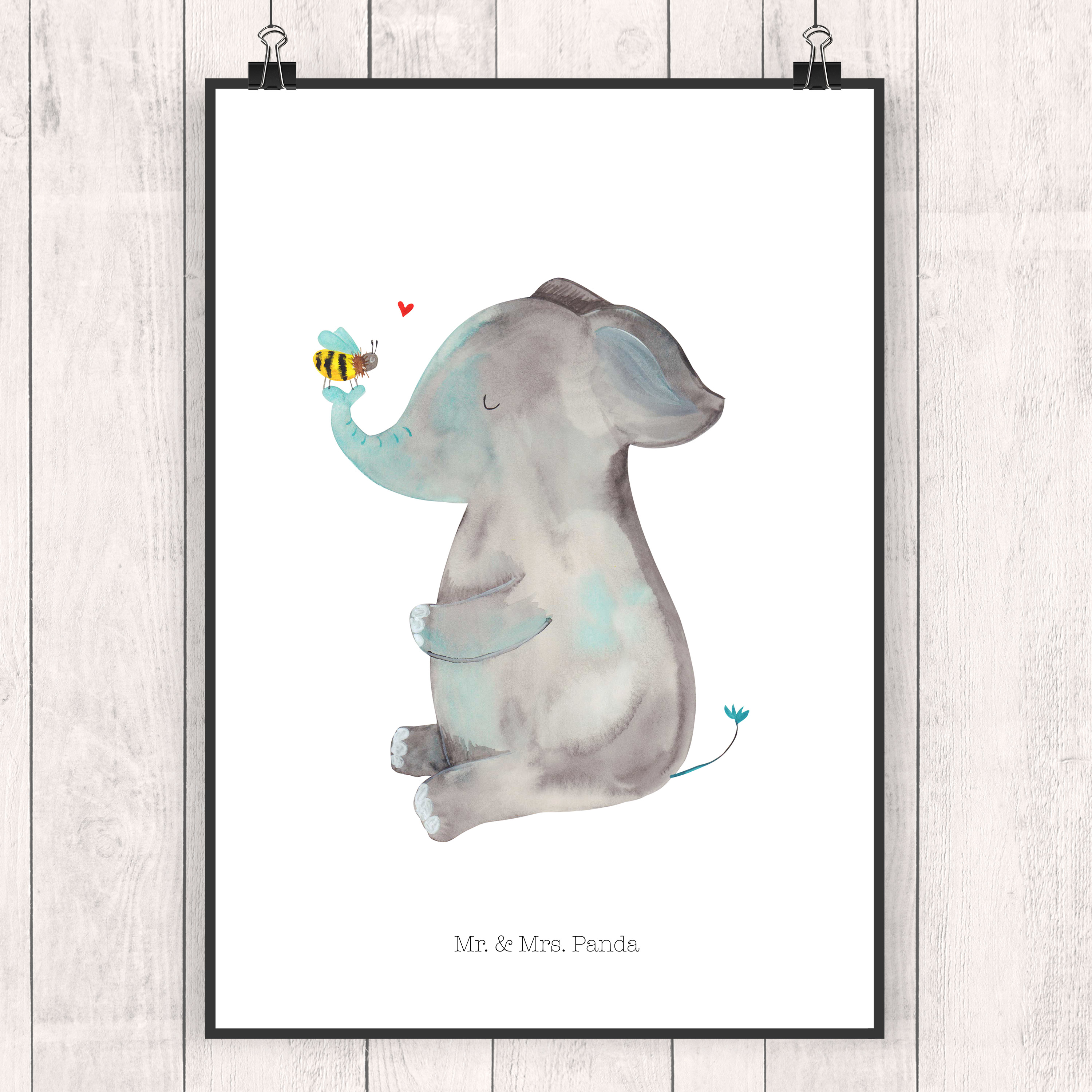 Poster Elefant Biene