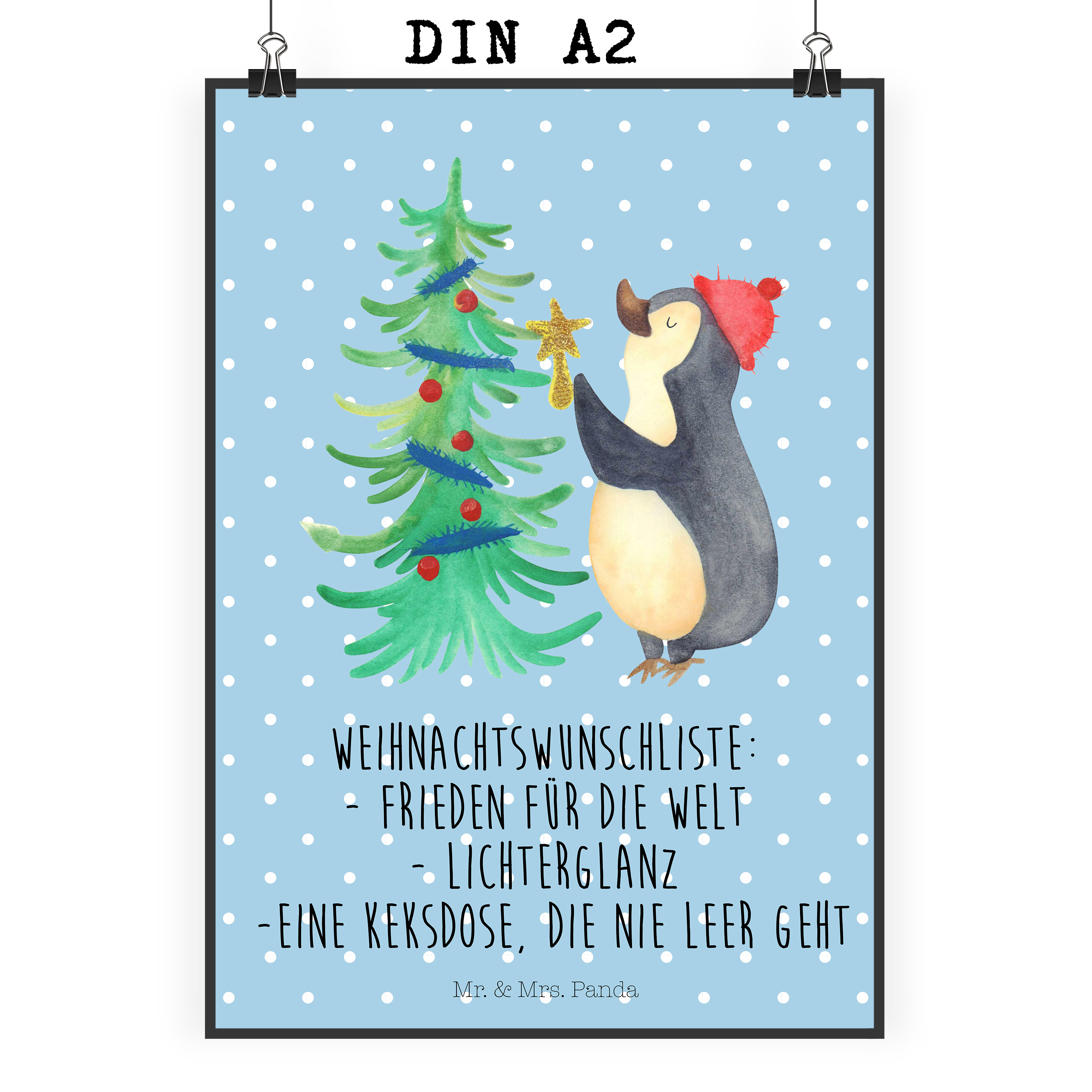 Poster Pinguin Weihnachtsbaum