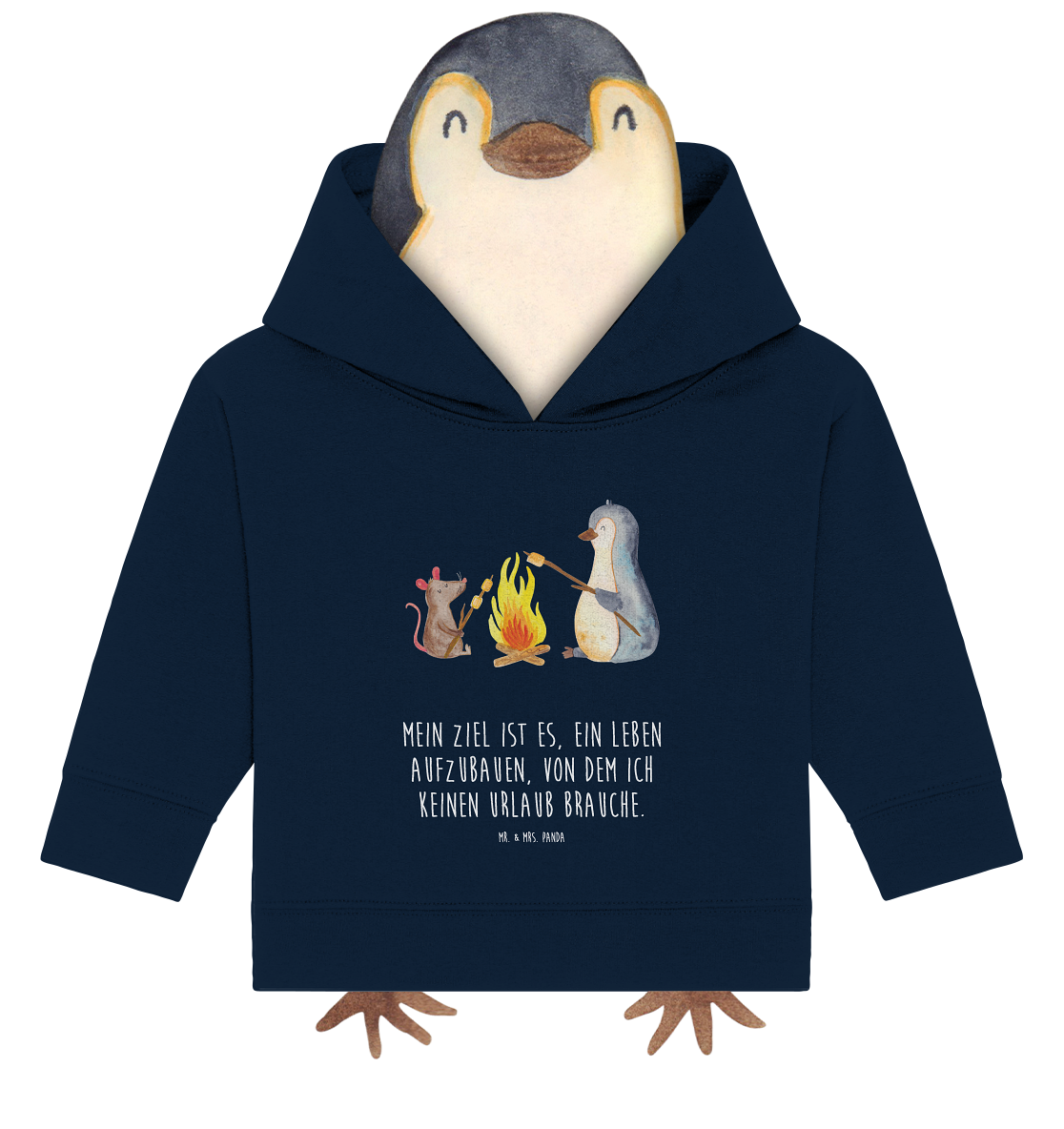 Organic Baby Hoodie Pinguin Lagerfeuer