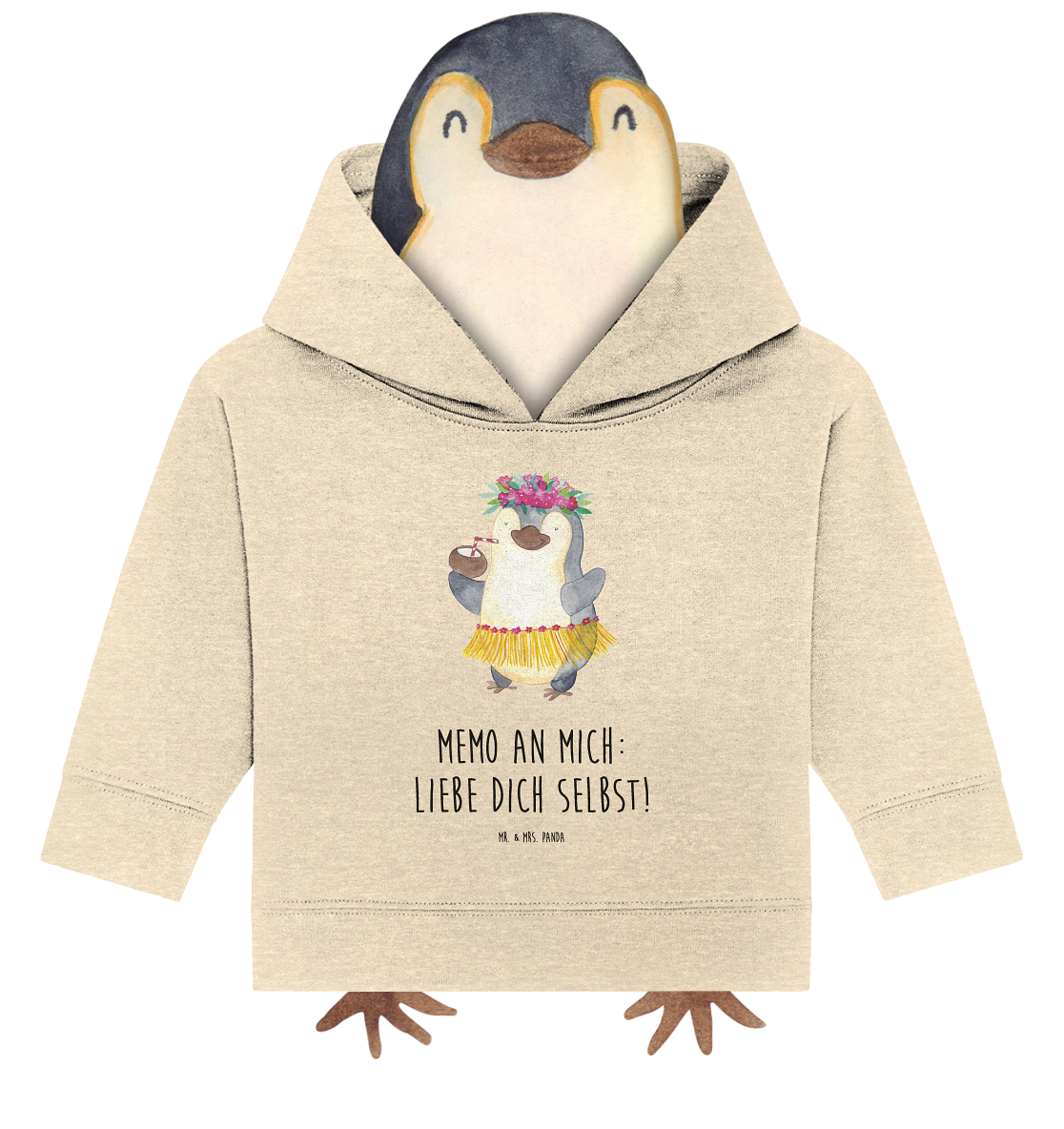 Organic Baby Hoodie Pinguin Kokosnuss