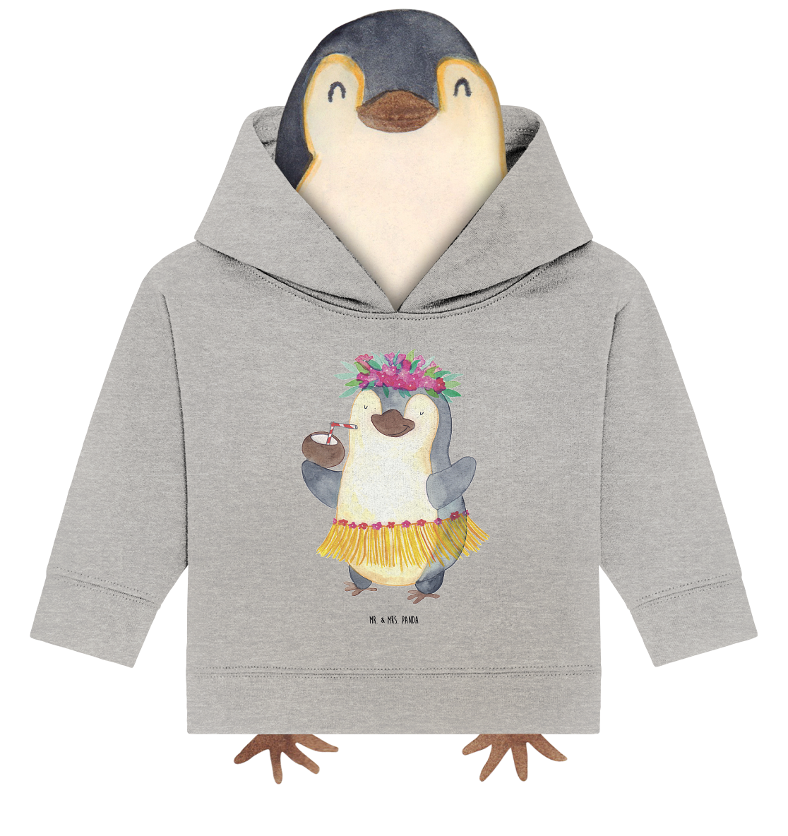 Organic Baby Hoodie Pinguin Kokosnuss