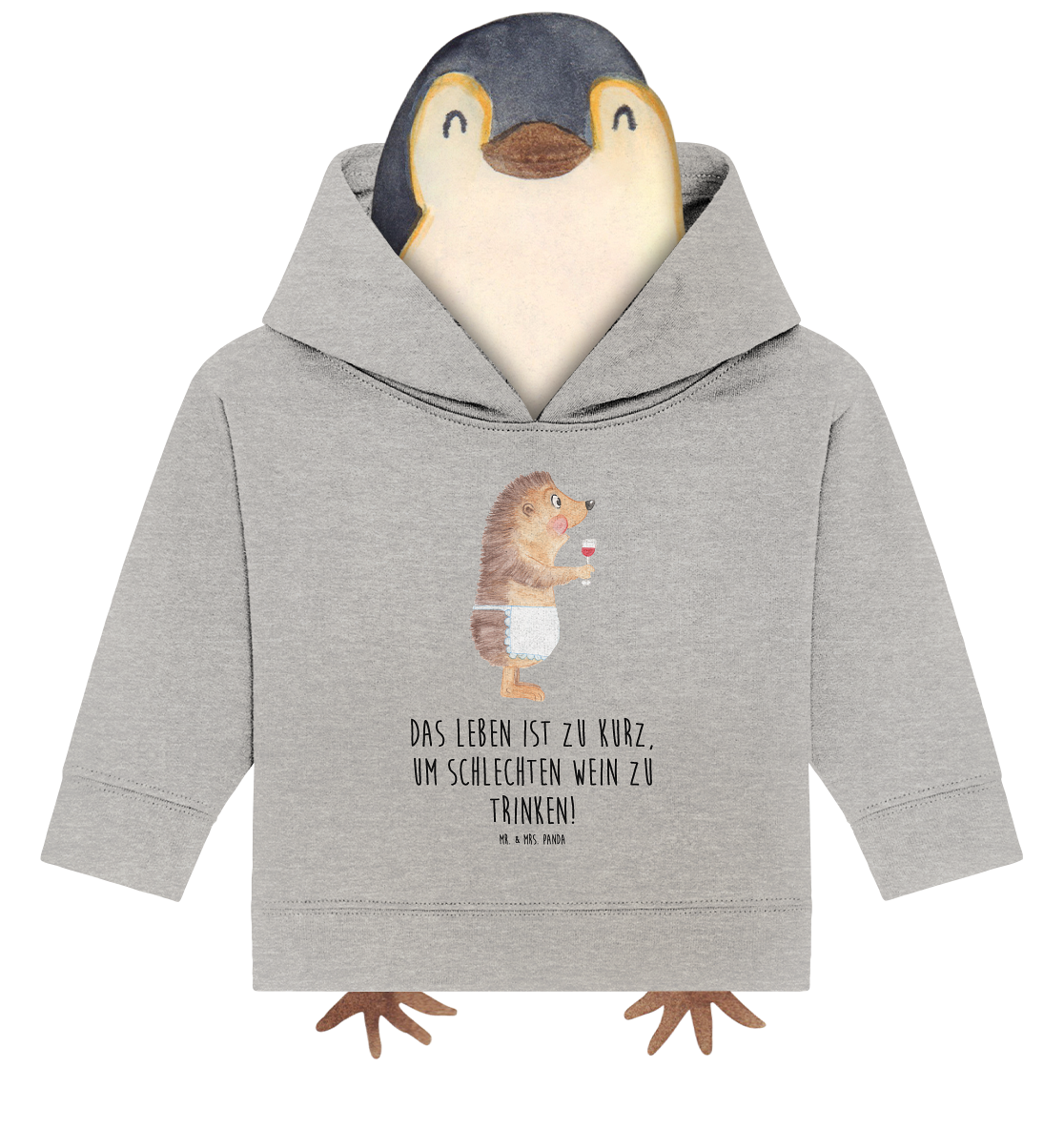 Organic Baby Hoodie Igel Wein 12. - 18. Monat - Geschenk Baby Pullover Weißwein