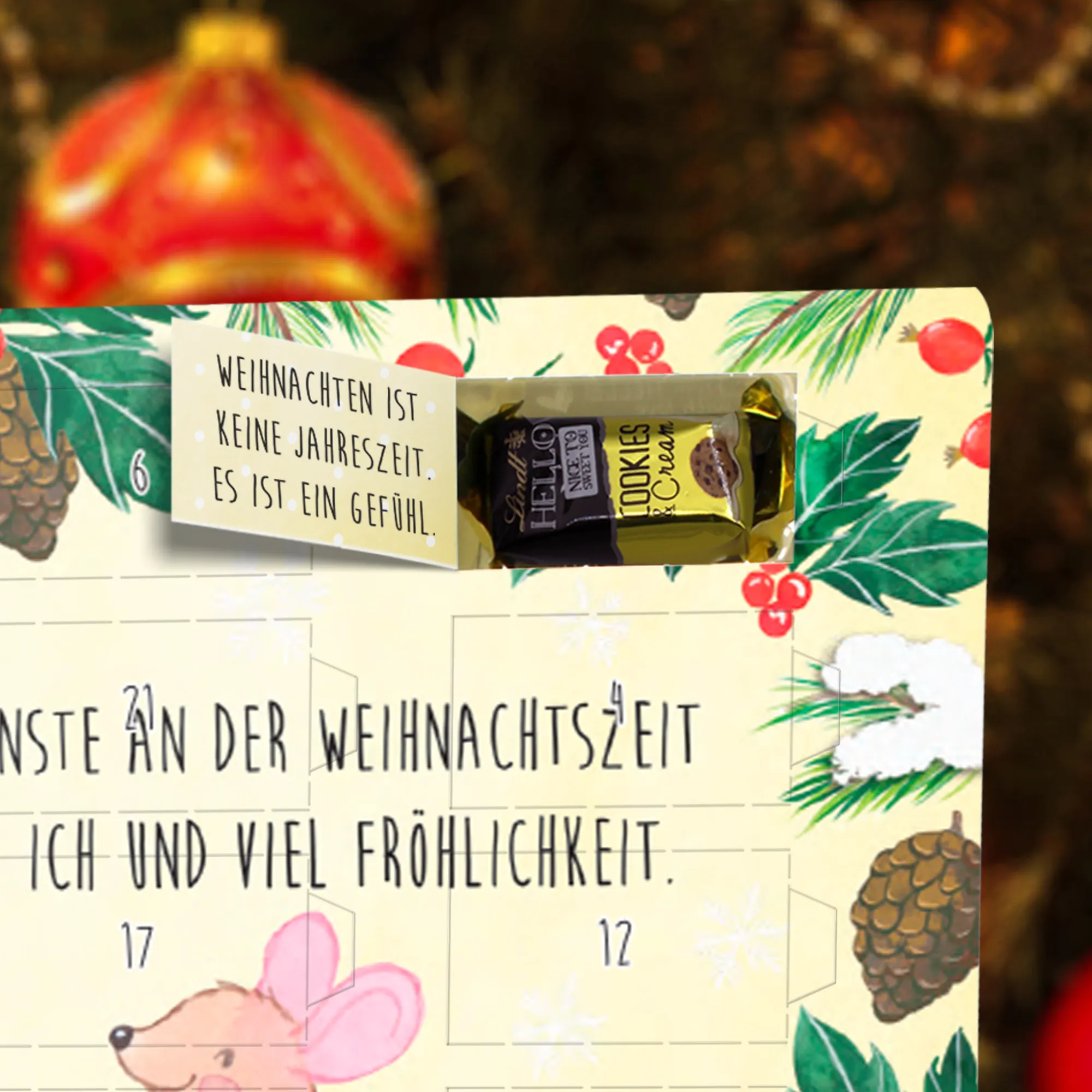 Markenschokolade Adventskalender Bär und Maus Schlitten