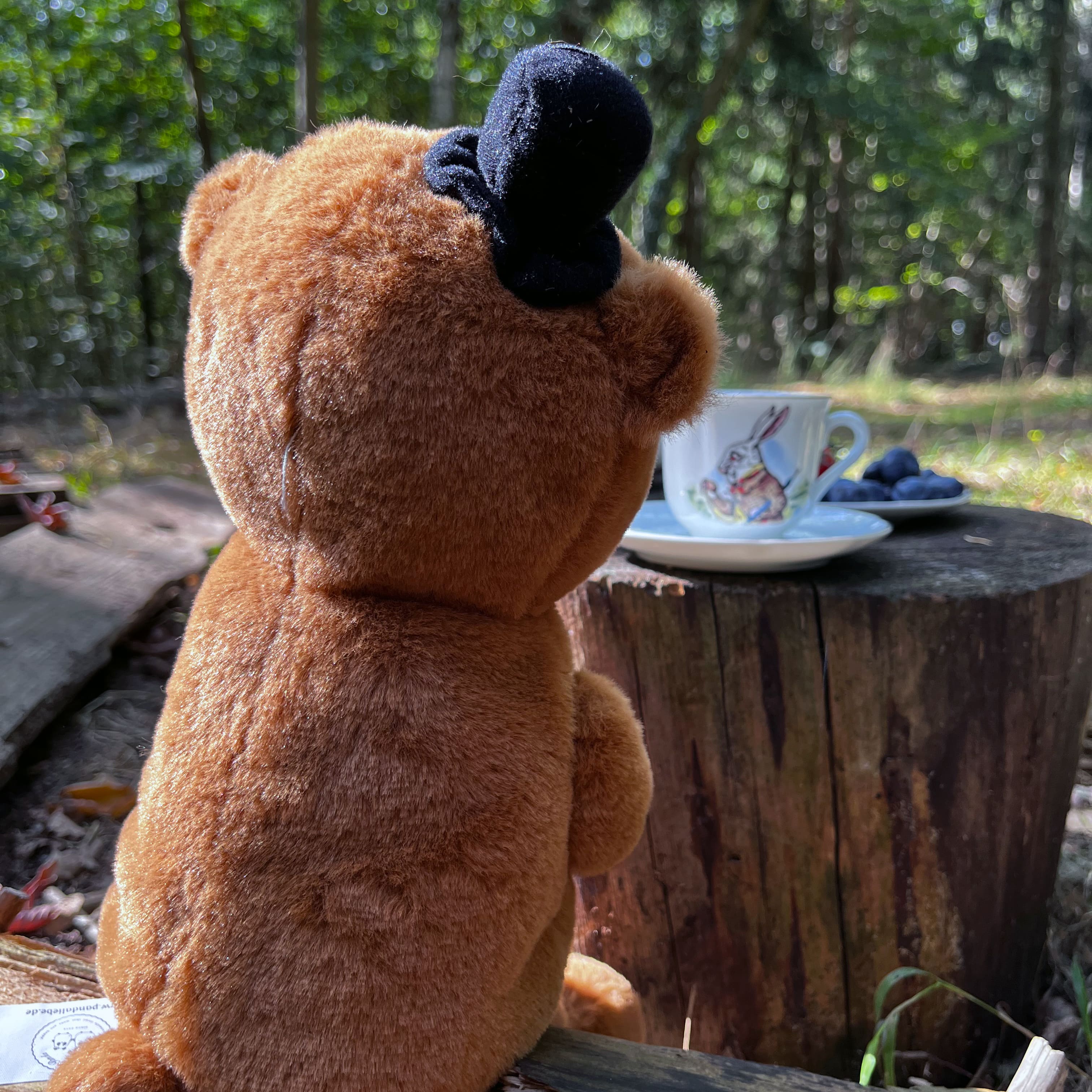 Kuscheltier Bär mit Hut und Fliege - Geschenk Zylinder Teddy Spielzeug Stofftier