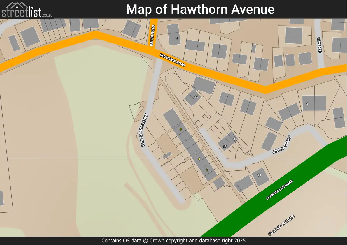 Map of Hawthorn Avenue