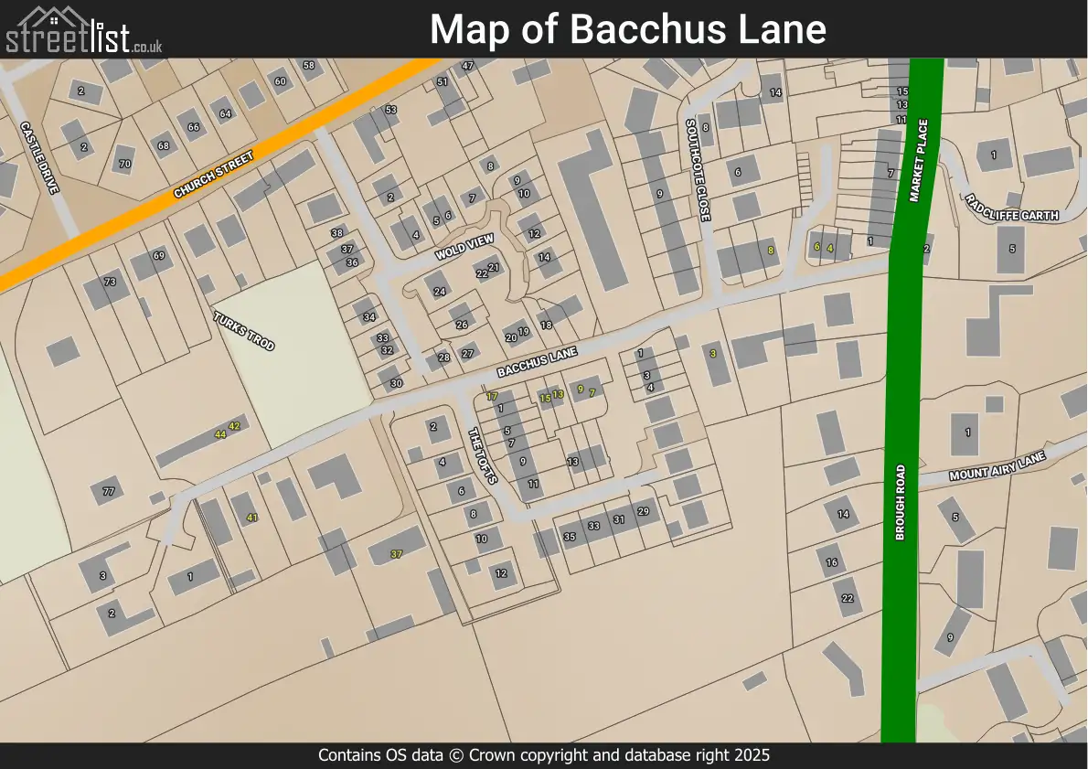 Map of Bacchus Lane