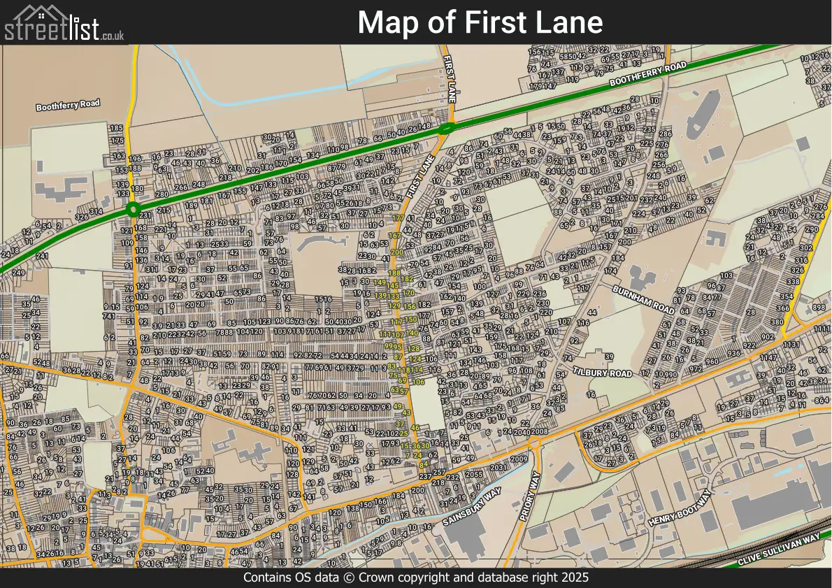 Map of First Lane