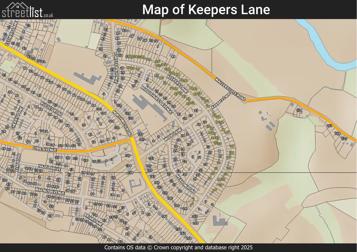 Map of Keepers Lane