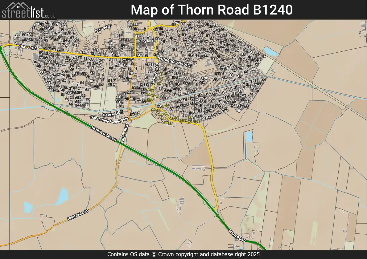 Map of Thorn Road B1240