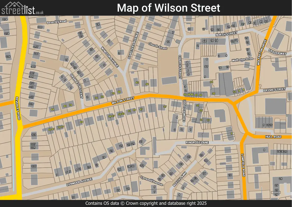 Map of Wilson Street