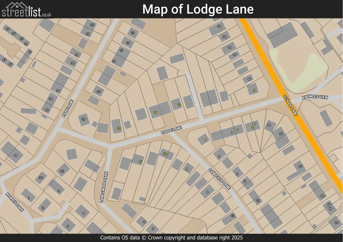 Map of Lodge Lane