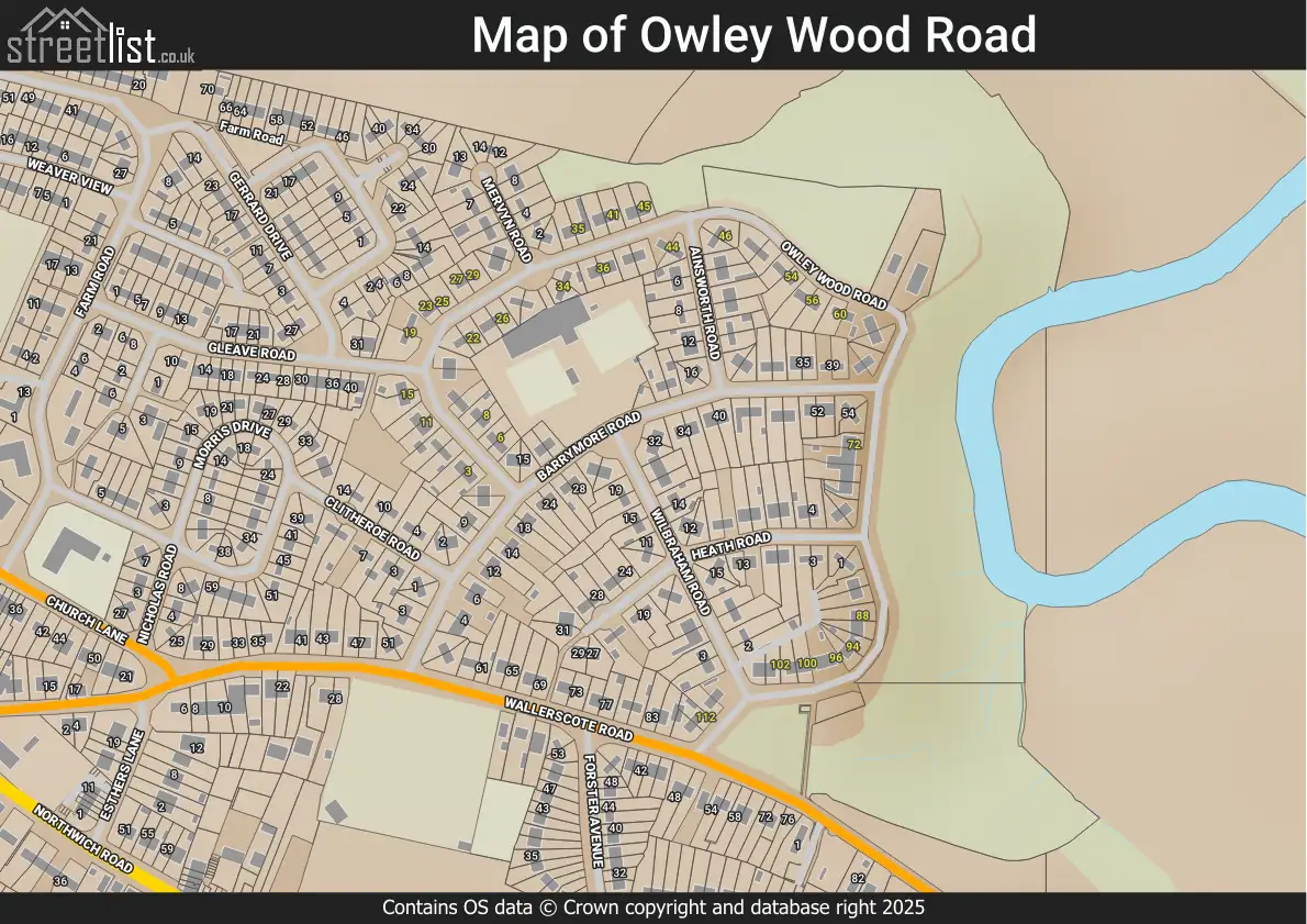 Map of Owley Wood Road