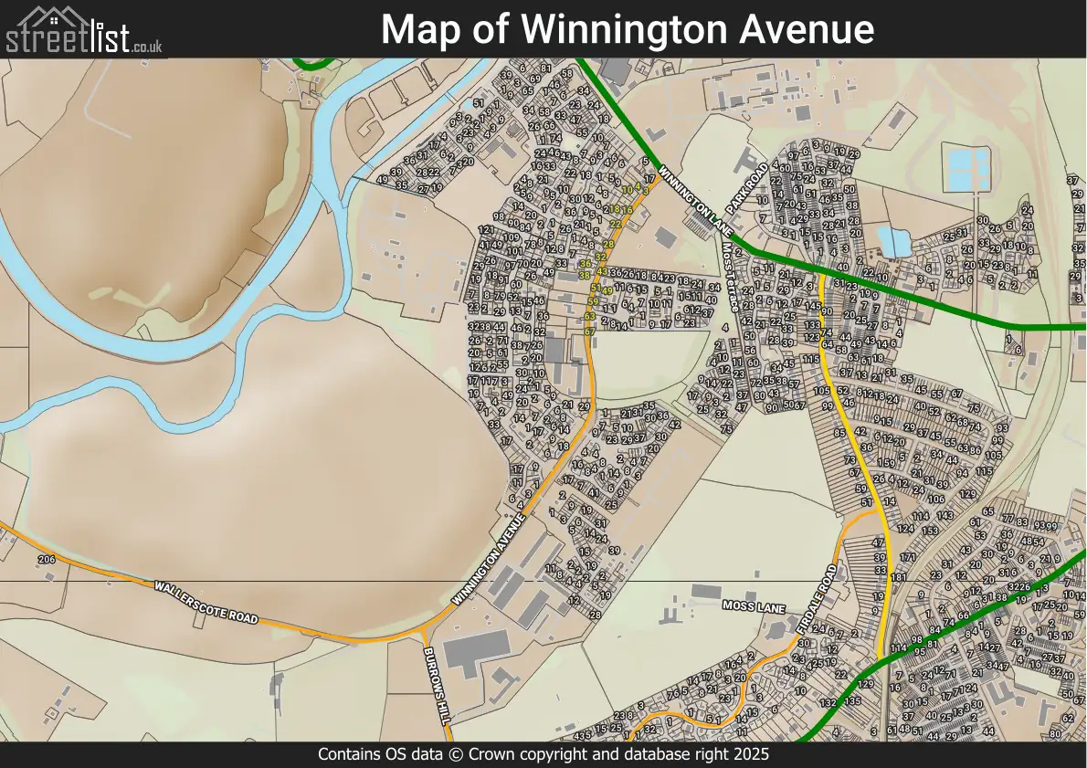 Map of Winnington Avenue