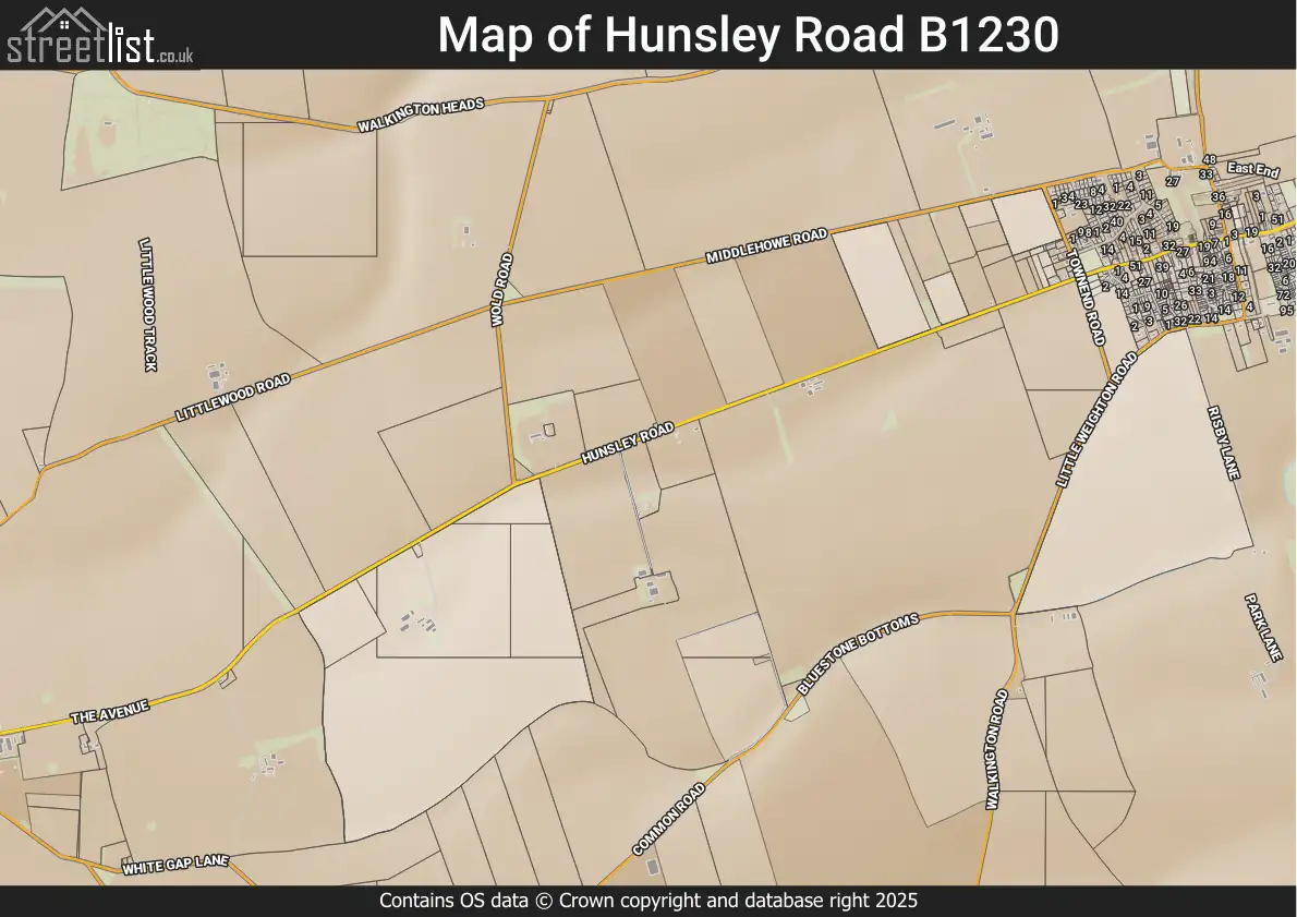Map of Hunsley Road B1230