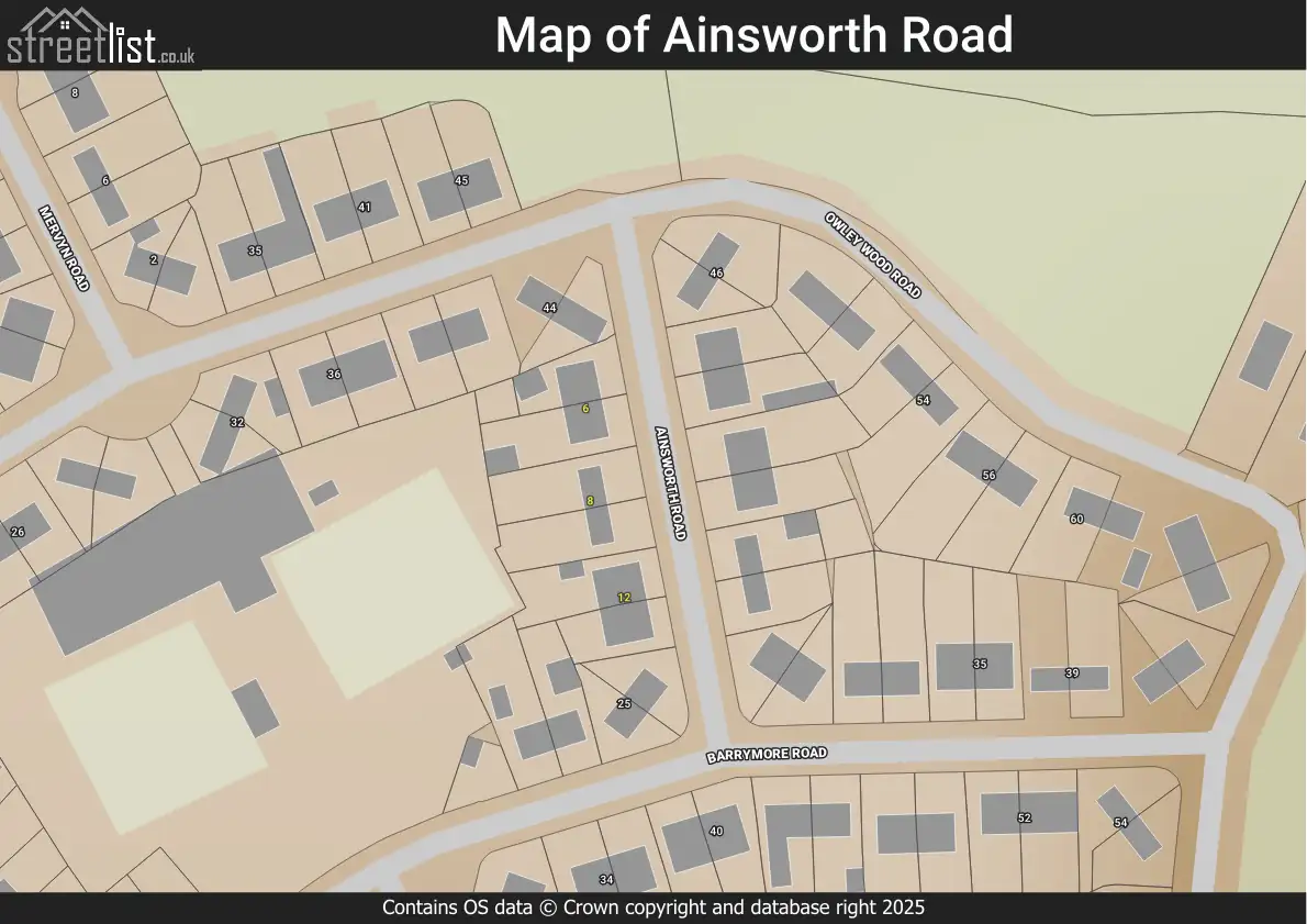 Map of Ainsworth Road