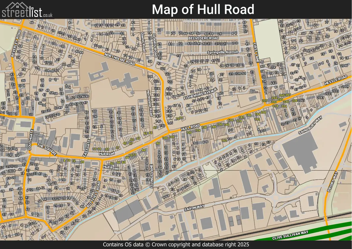 Map of Hull Road