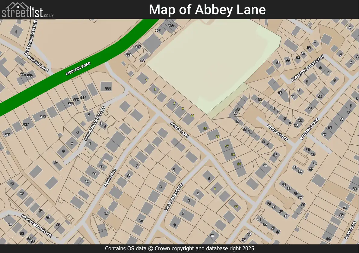Map of Abbey Lane