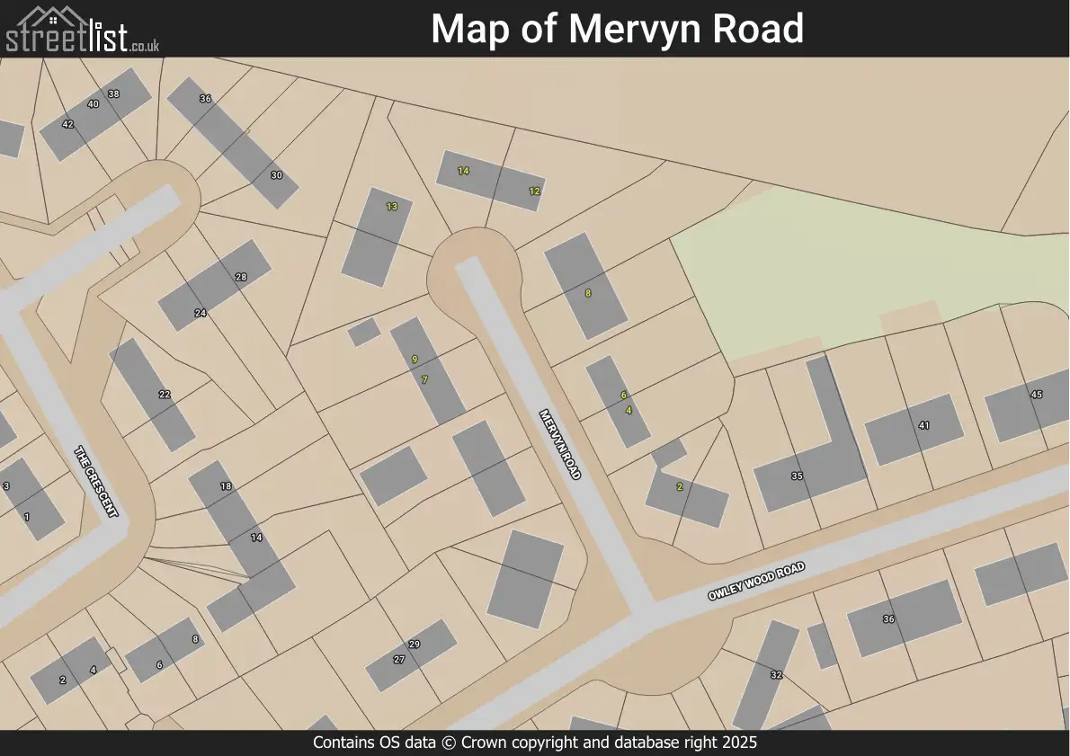 Map of Mervyn Road