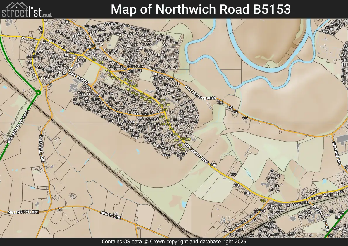 Map of Northwich Road B5153