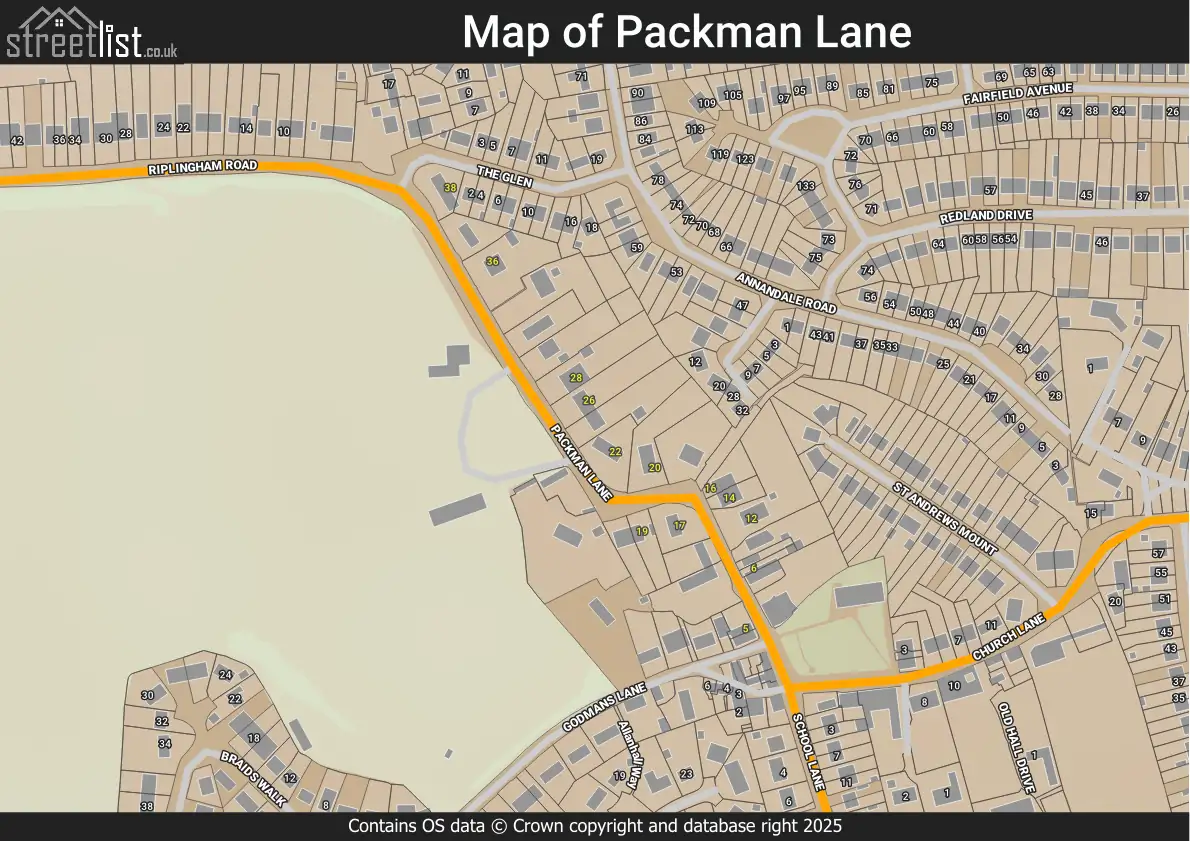 Map of Packman Lane