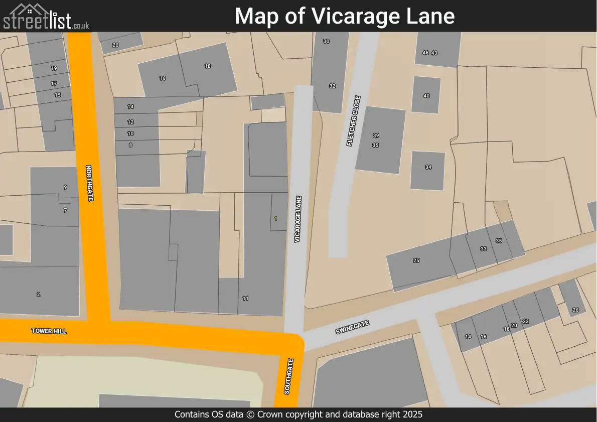 Map of Vicarage Lane