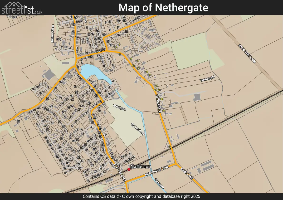 Netherthong Map Nethergate in East Riding of Yorkshire