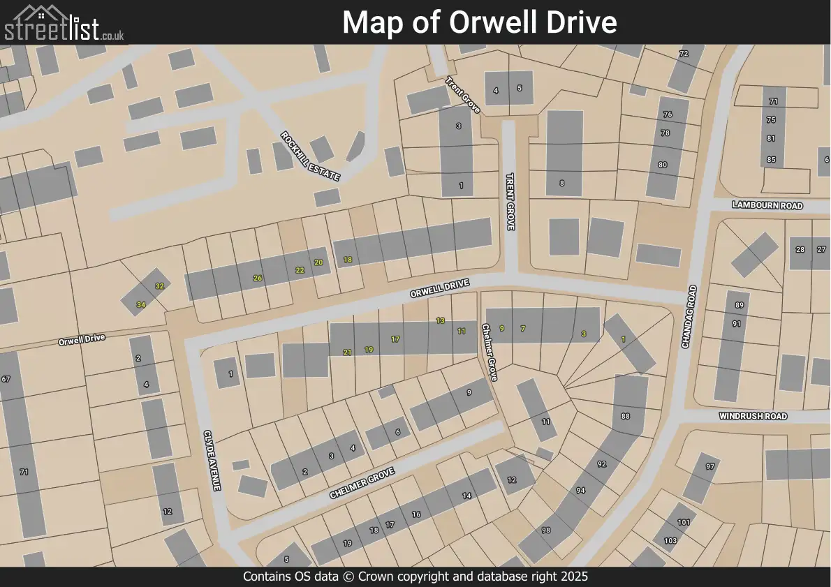 Map of Orwell Drive