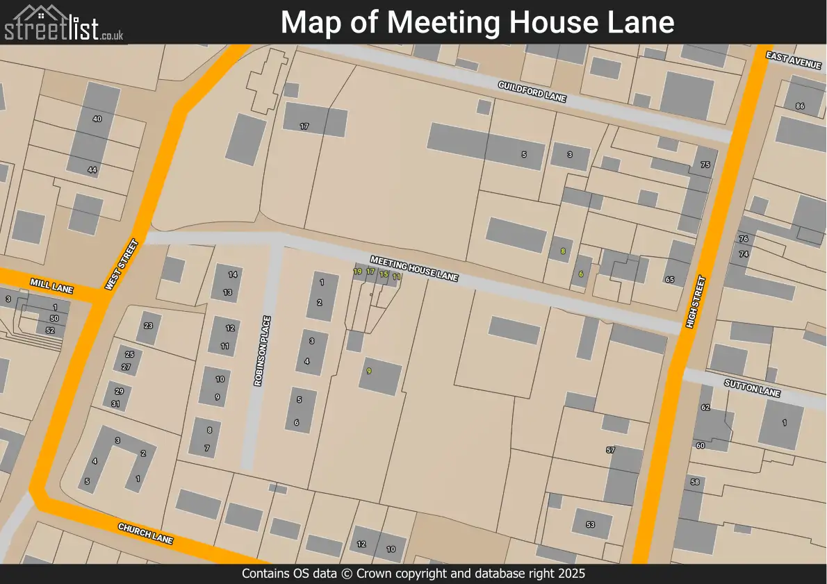 Map of Meeting House Lane