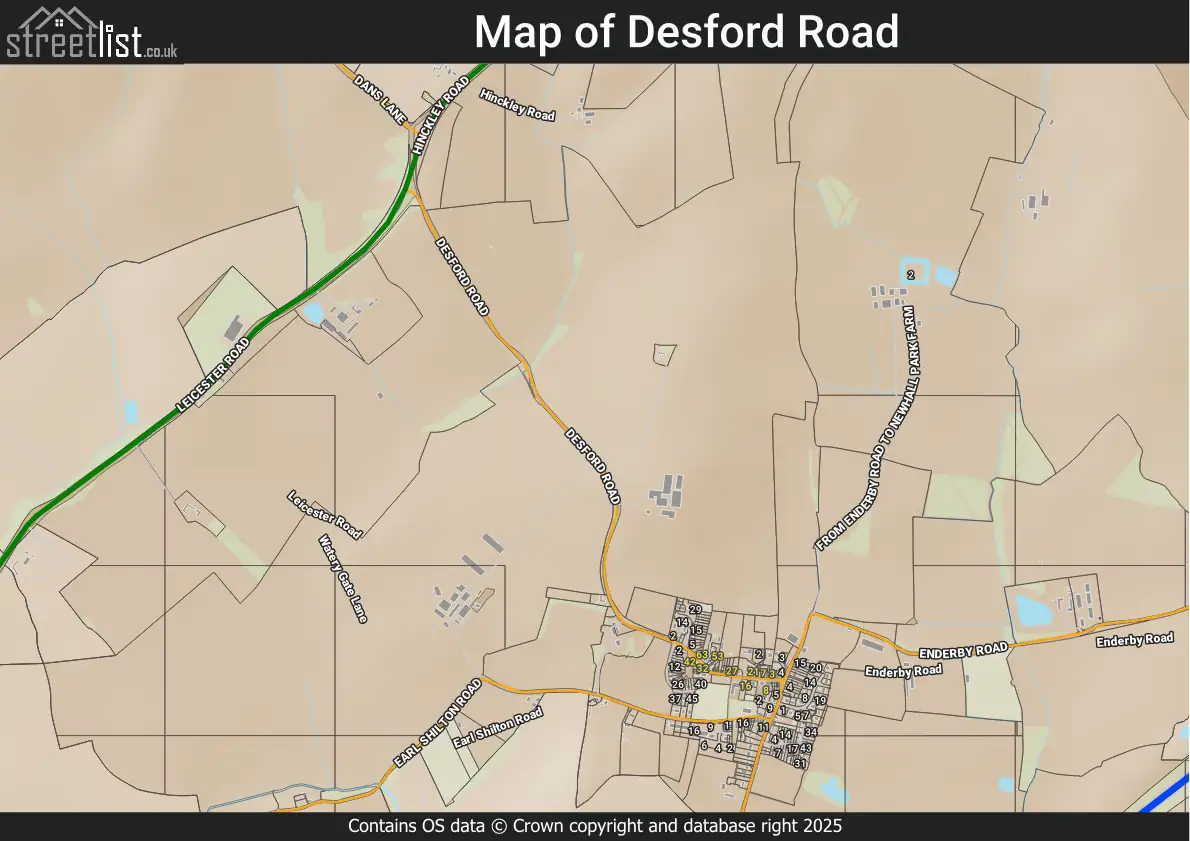 Map of Desford Road