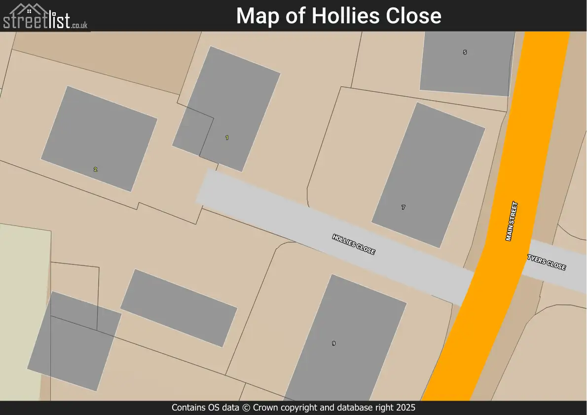 Map of Hollies Close